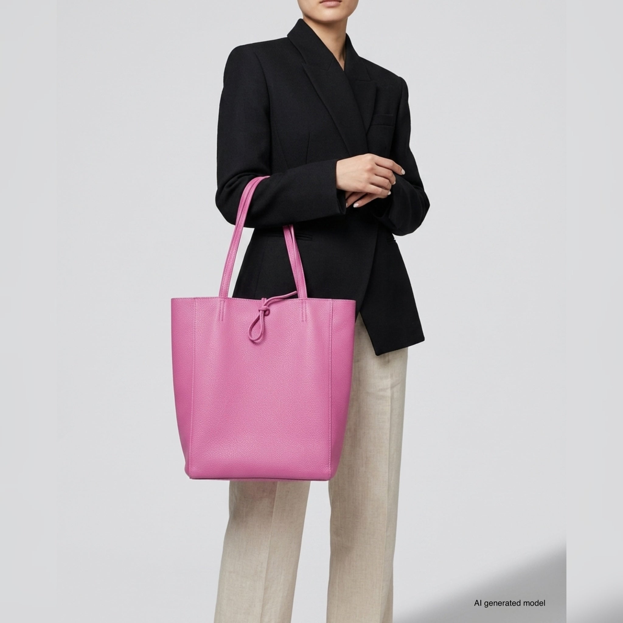 Italian Genuine Calf Leather Tote Bag - Minimalist Everyday Carryall