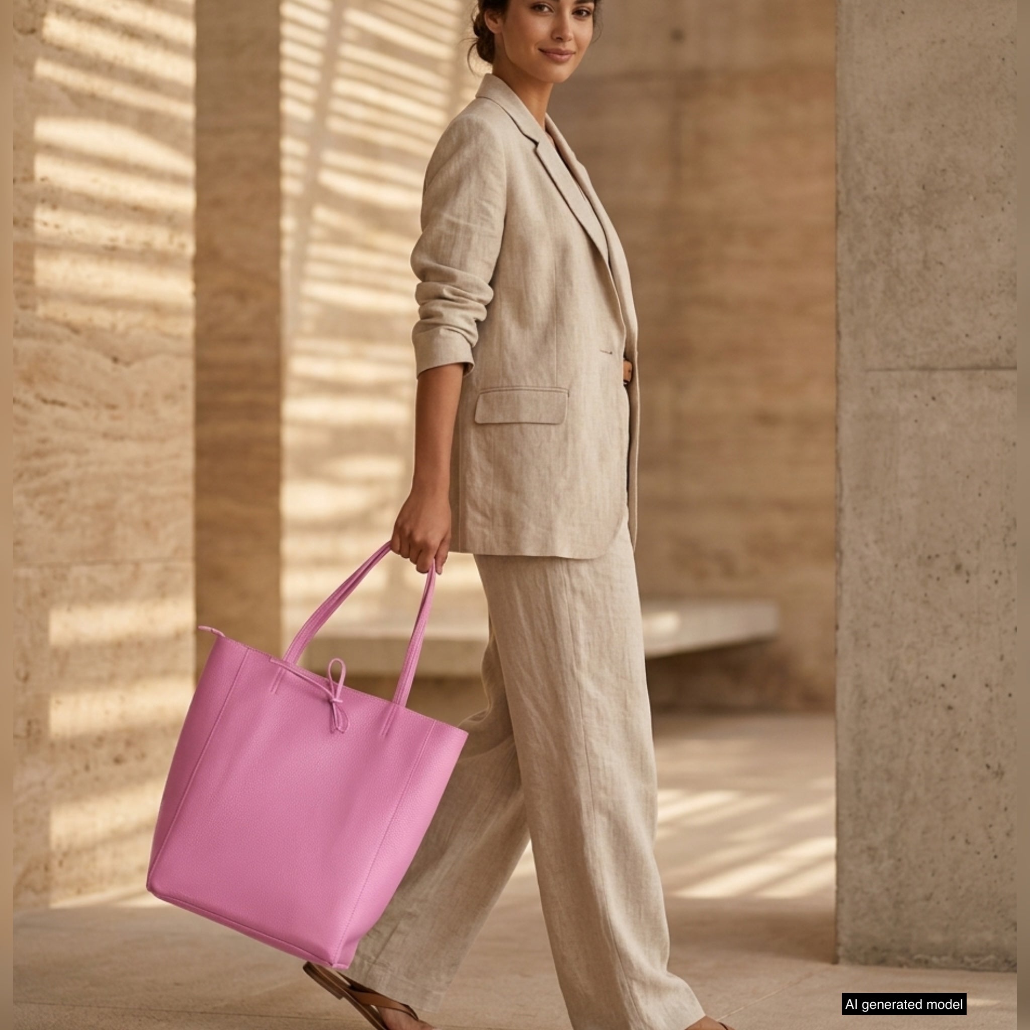 Italian Genuine Calf Leather Tote Bag - Minimalist Everyday Carryall