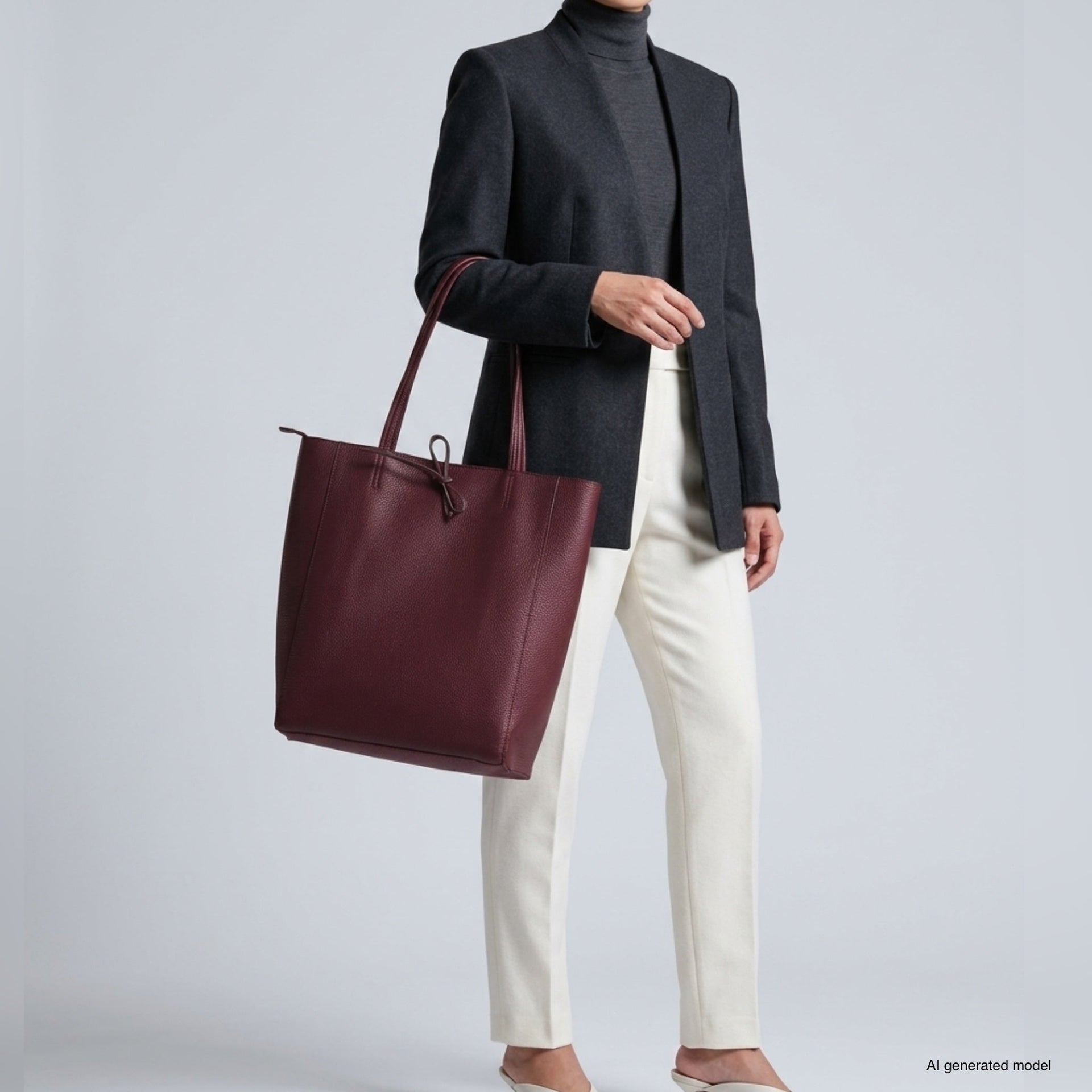 Italian Genuine Calf Leather Tote Bag - Minimalist Everyday Carryall