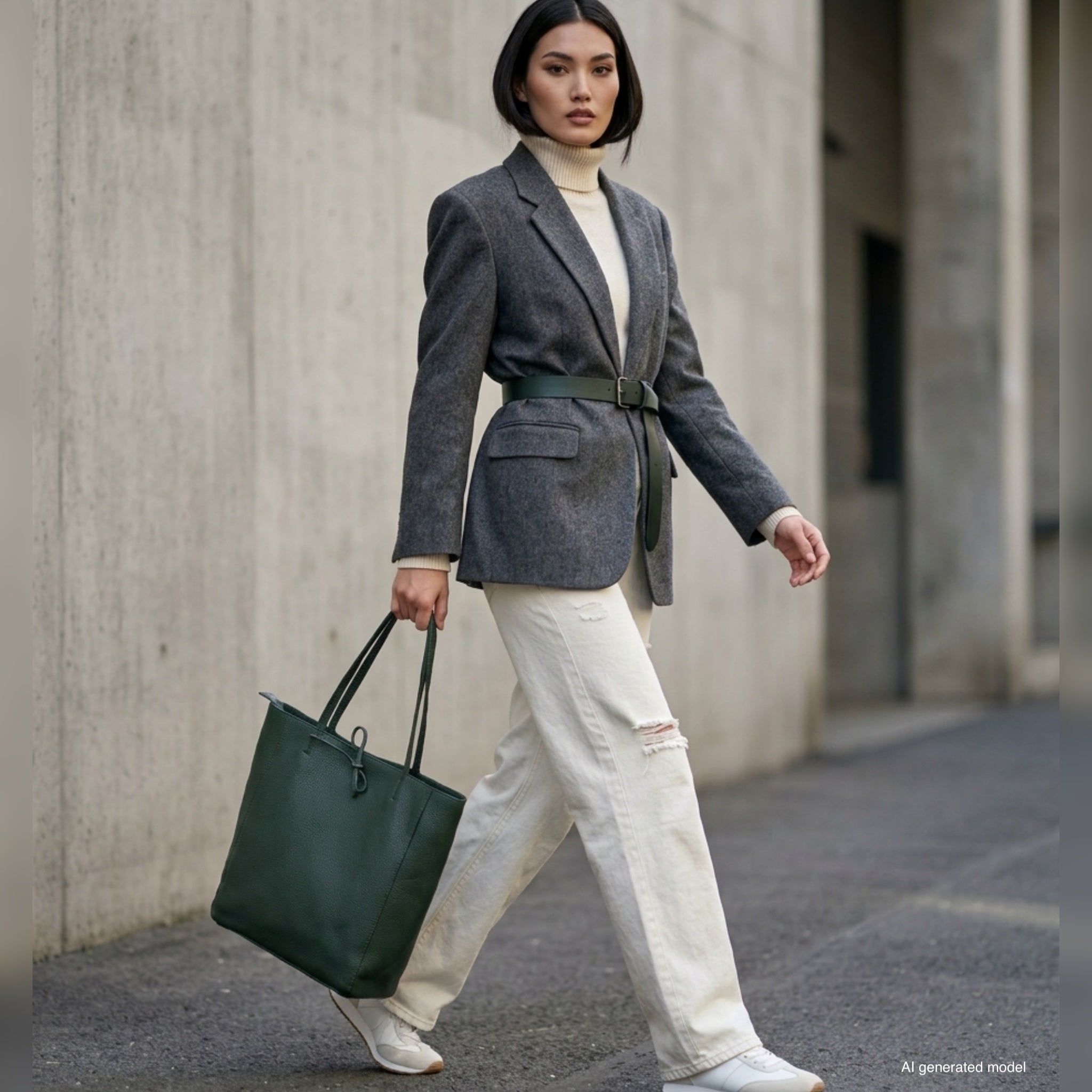 Italian Genuine Calf Leather Tote Bag - Minimalist Everyday Carryall