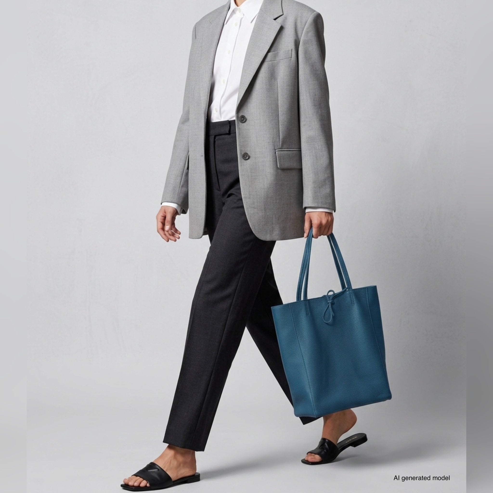 Italian Genuine Calf Leather Tote Bag - Minimalist Everyday Carryall