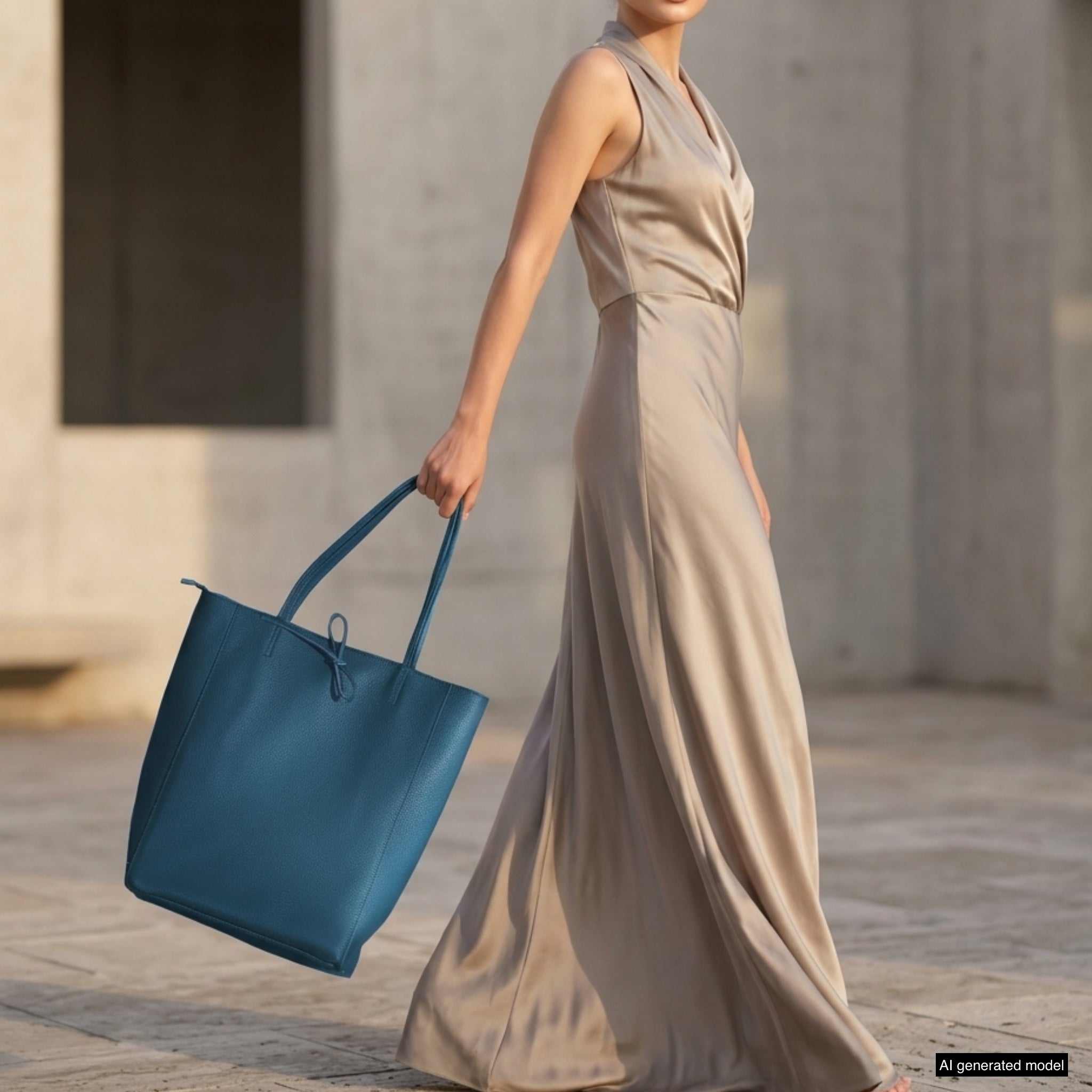 Italian Genuine Calf Leather Tote Bag - Minimalist Everyday Carryall
