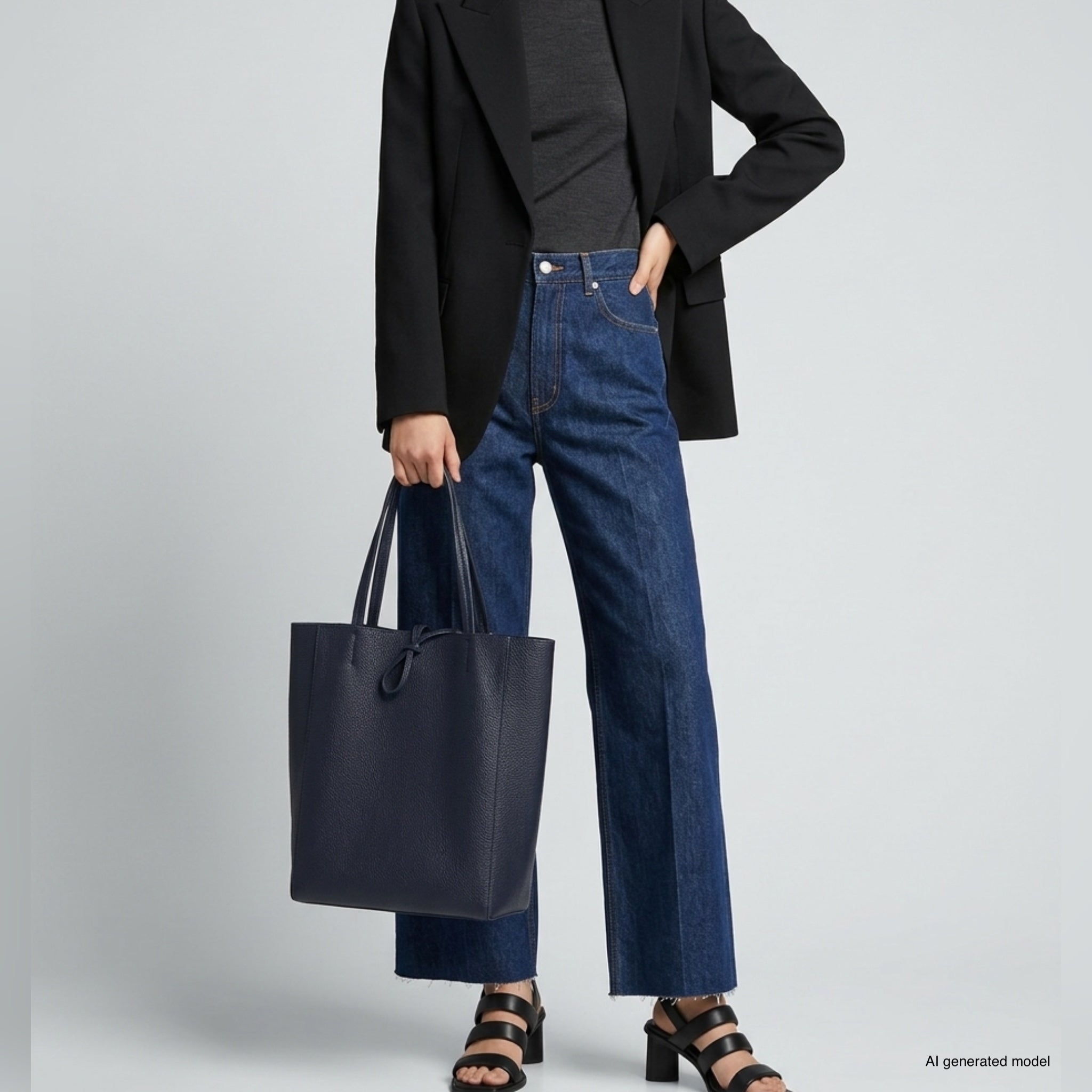 Italian Genuine Calf Leather Tote Bag - Minimalist Everyday Carryall