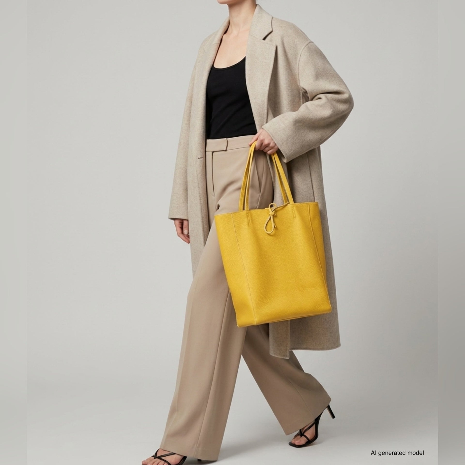 Italian Genuine Calf Leather Tote Bag - Minimalist Everyday Carryall