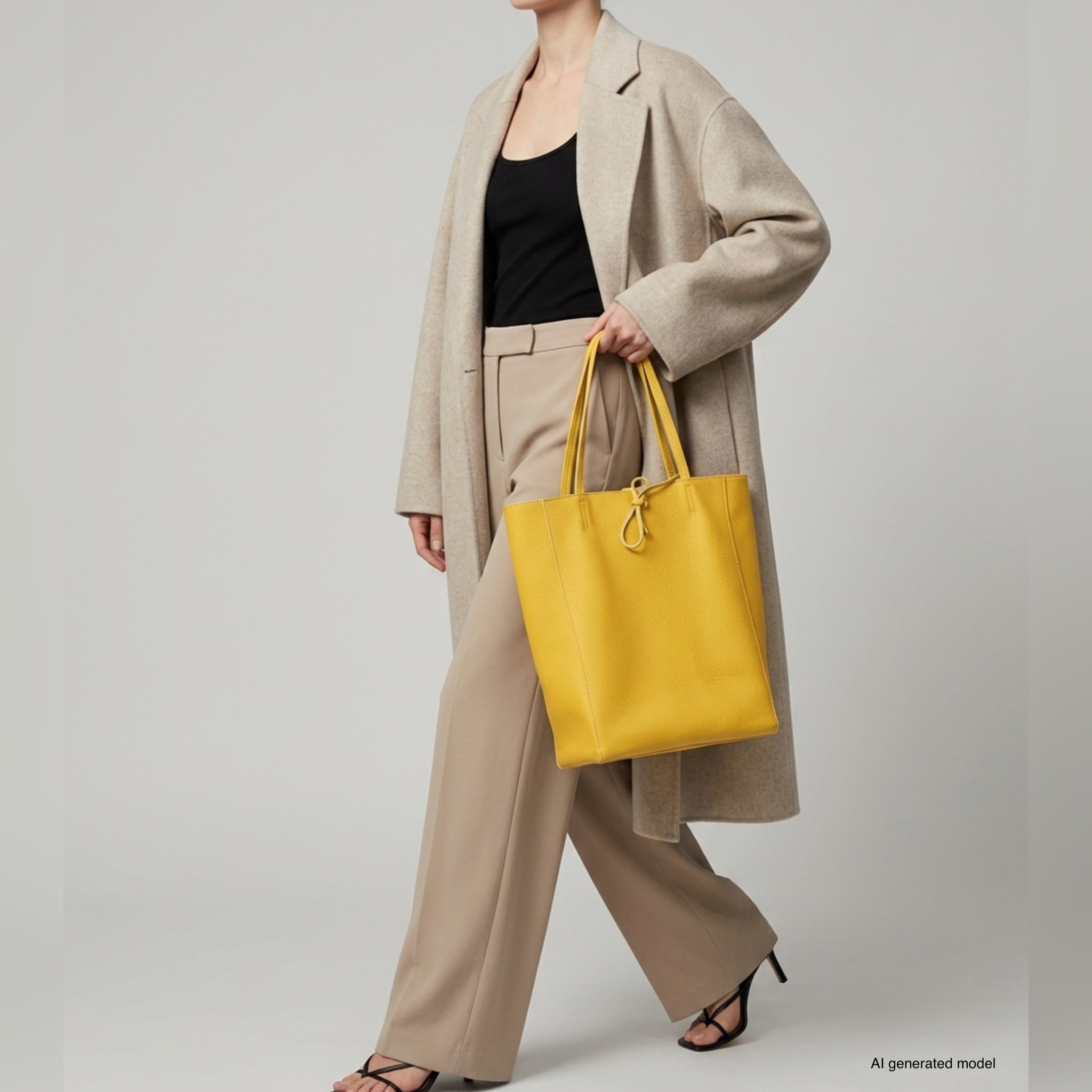 Italian Genuine Calf Leather Tote Bag - Minimalist Everyday Carryall