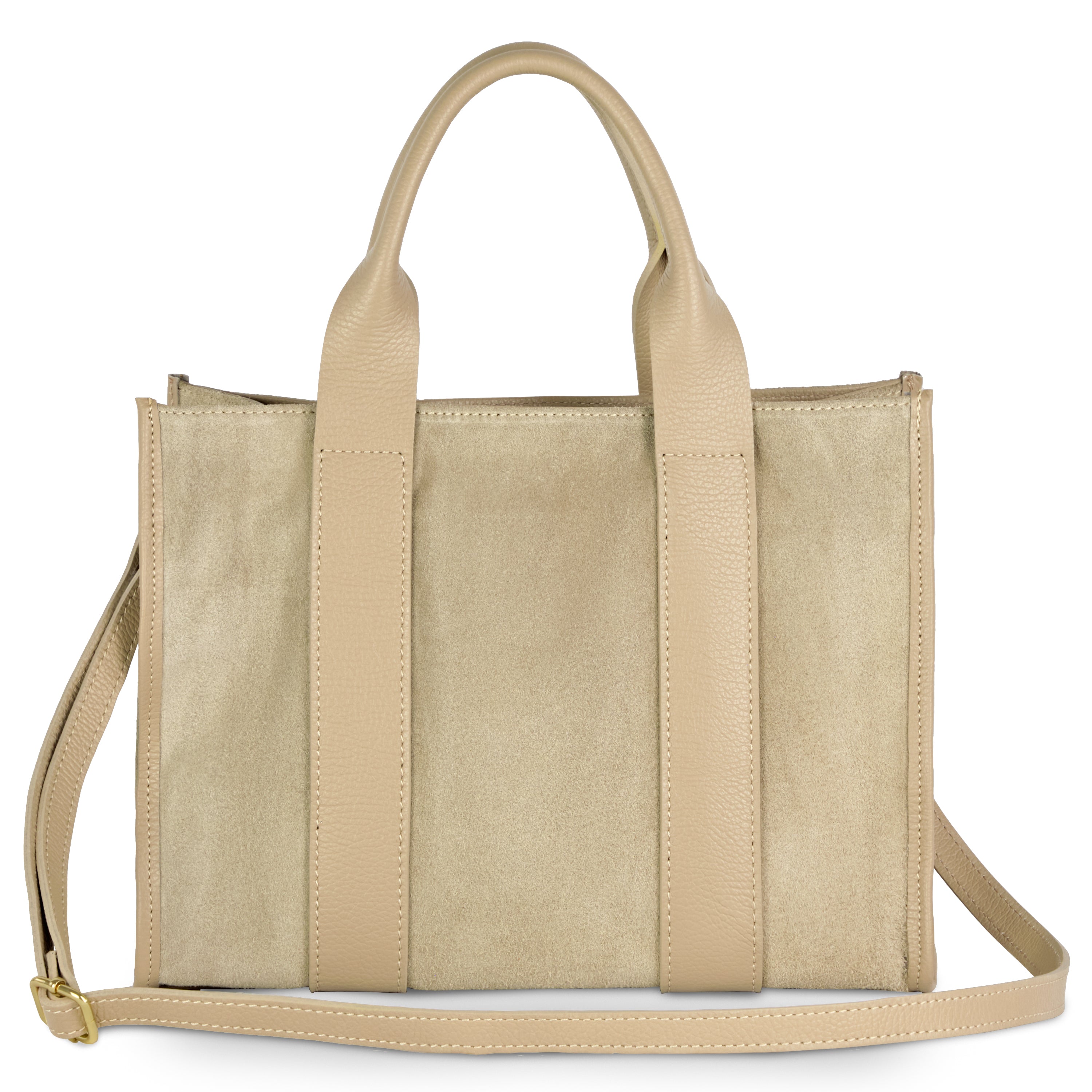 Italian Genuine Suede Dark Brown Structured Tote Bag