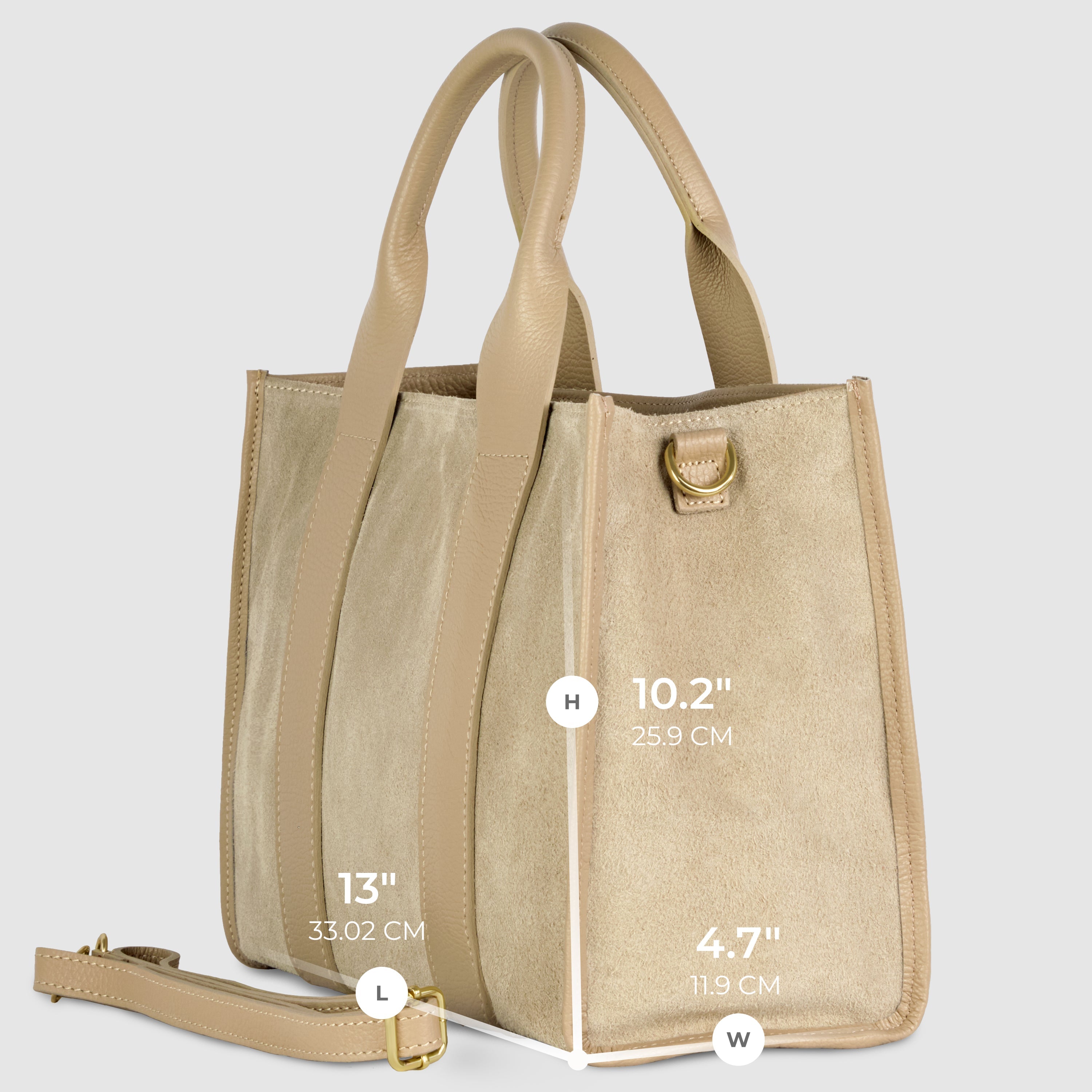 Italian Genuine Suede Dark Brown Structured Tote Bag