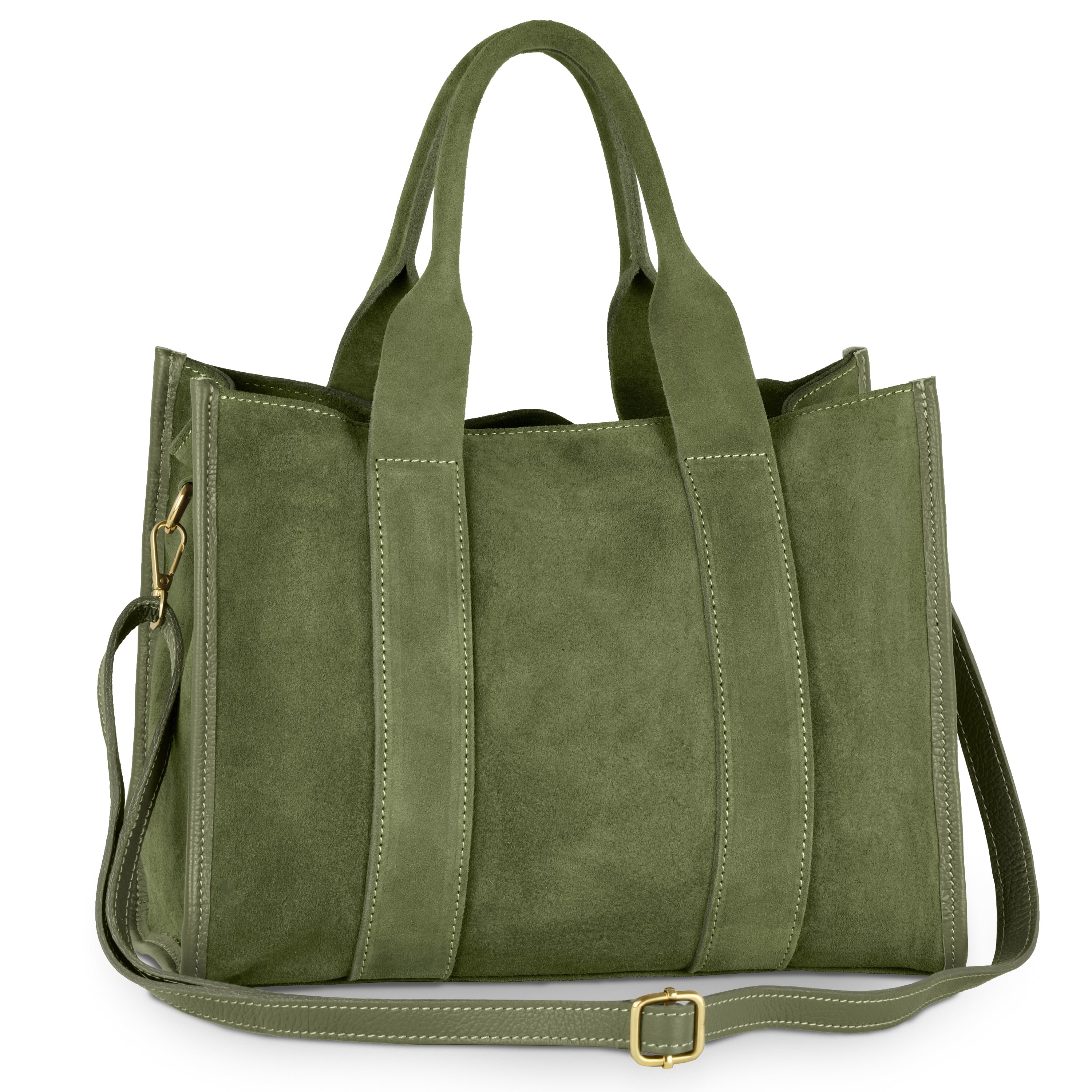 Italian Genuine Suede Dark Brown Structured Tote Bag