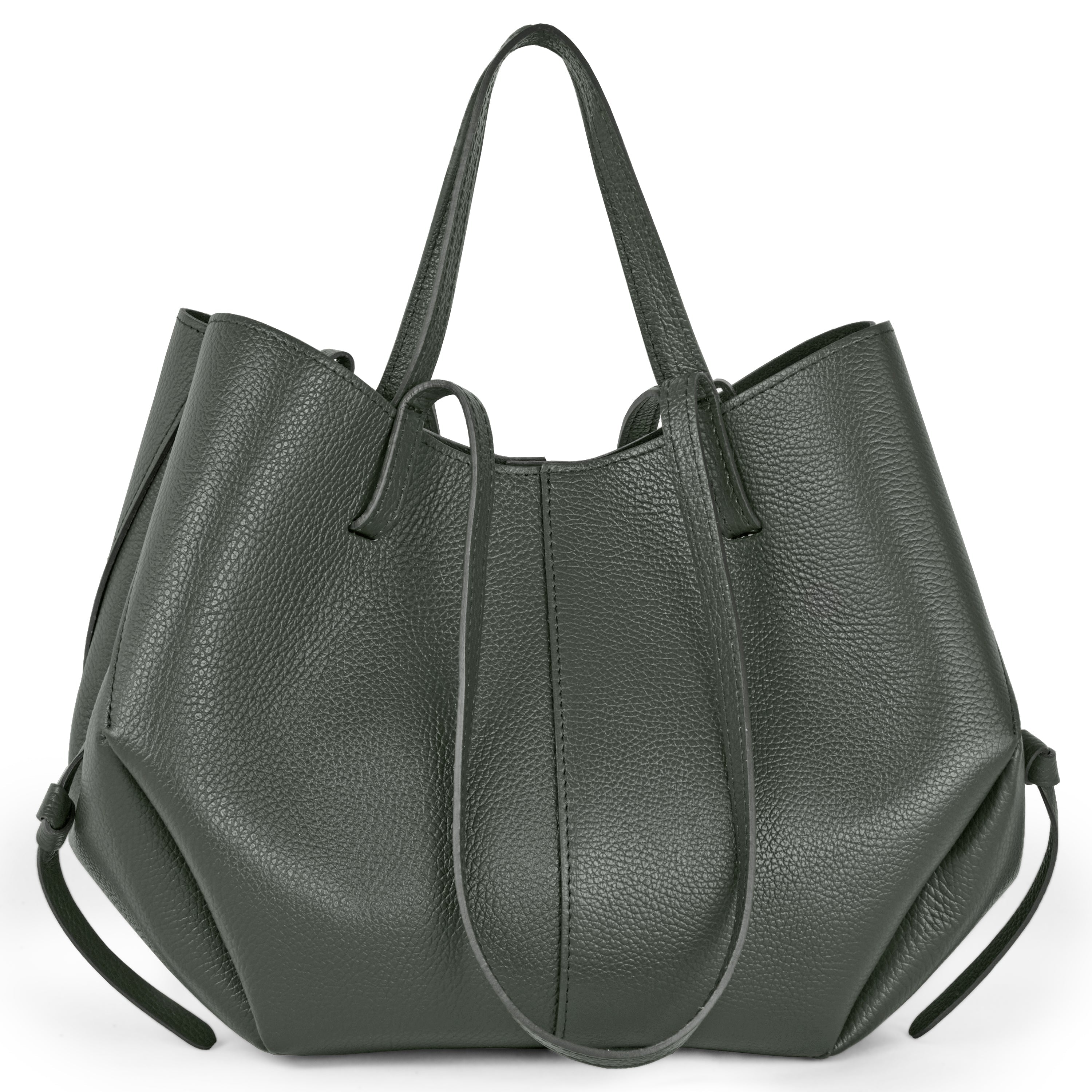Italian Genuine Calf Leather Sculptural Tote Bag - Professional