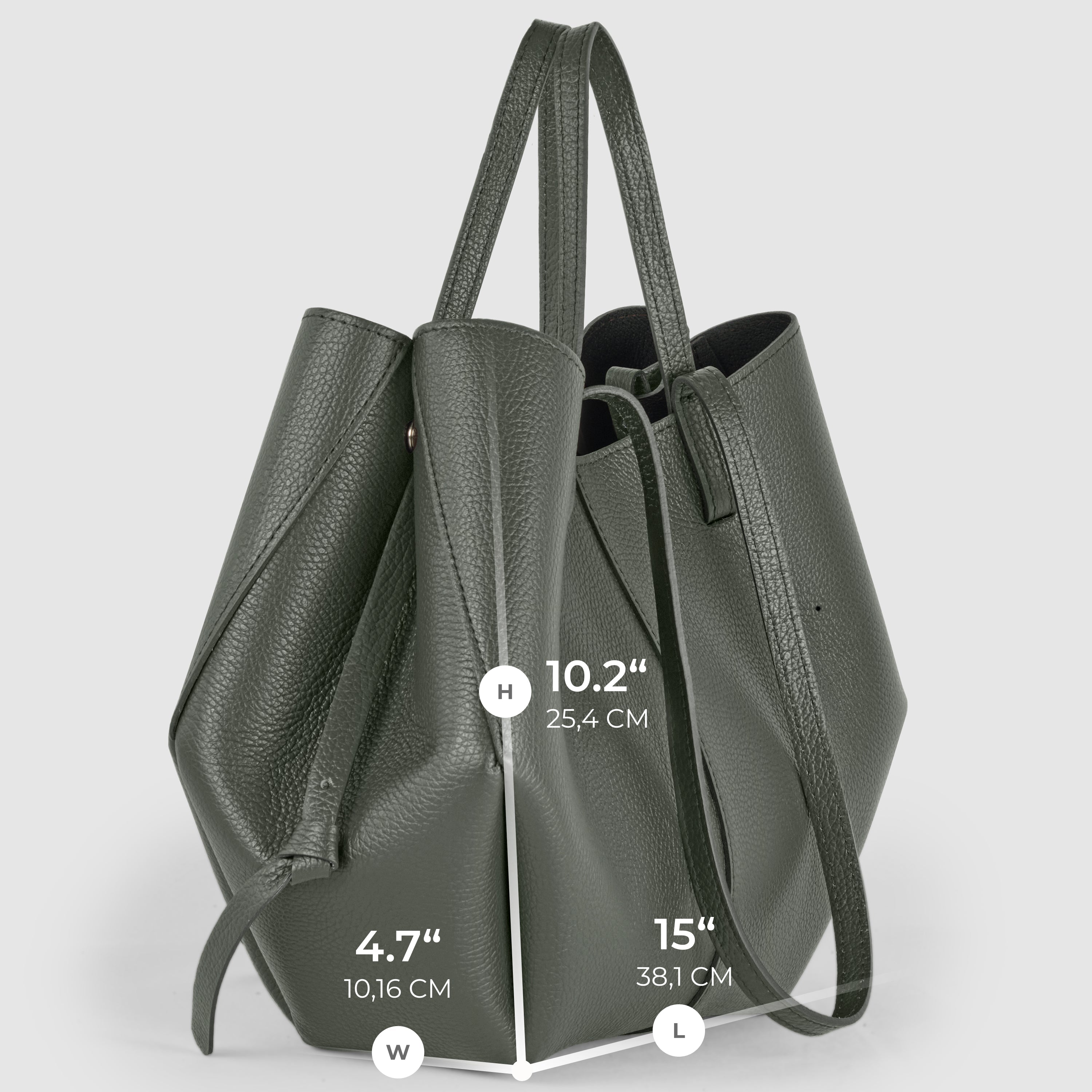 Italian Genuine Calf Leather Sculptural Tote Bag - Professional