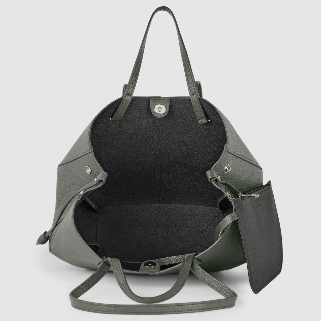 Italian Genuine Calf Leather Sculptural Tote Bag - Professional
