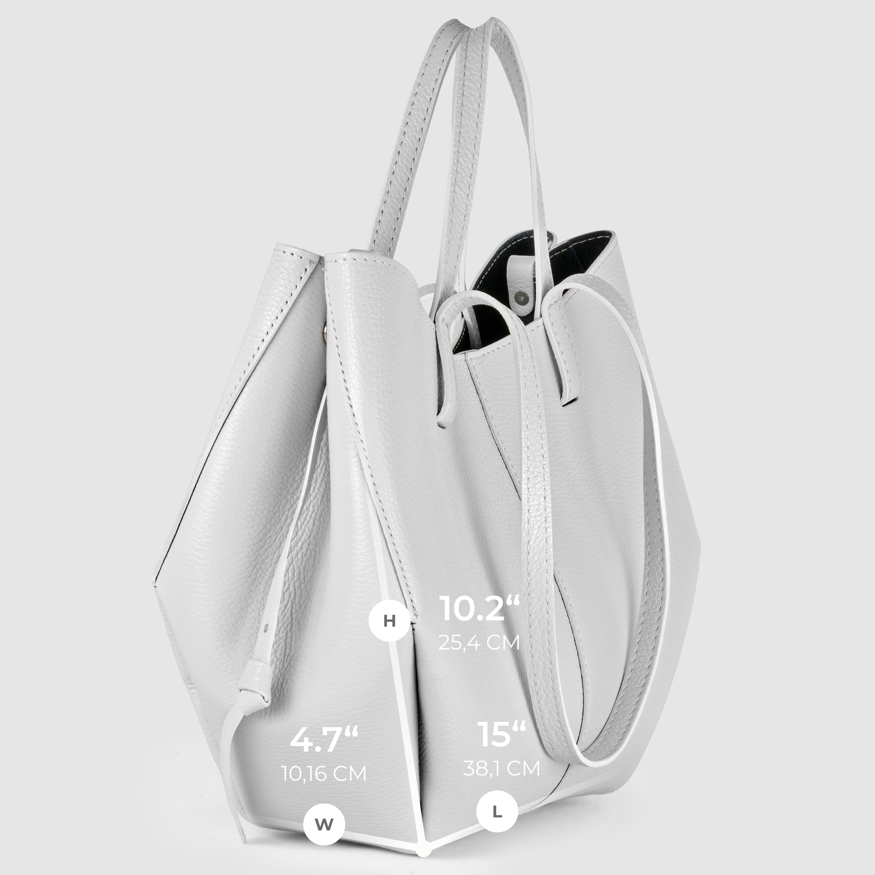 Italian Genuine Calf Leather Sculptural Tote Bag - Professional