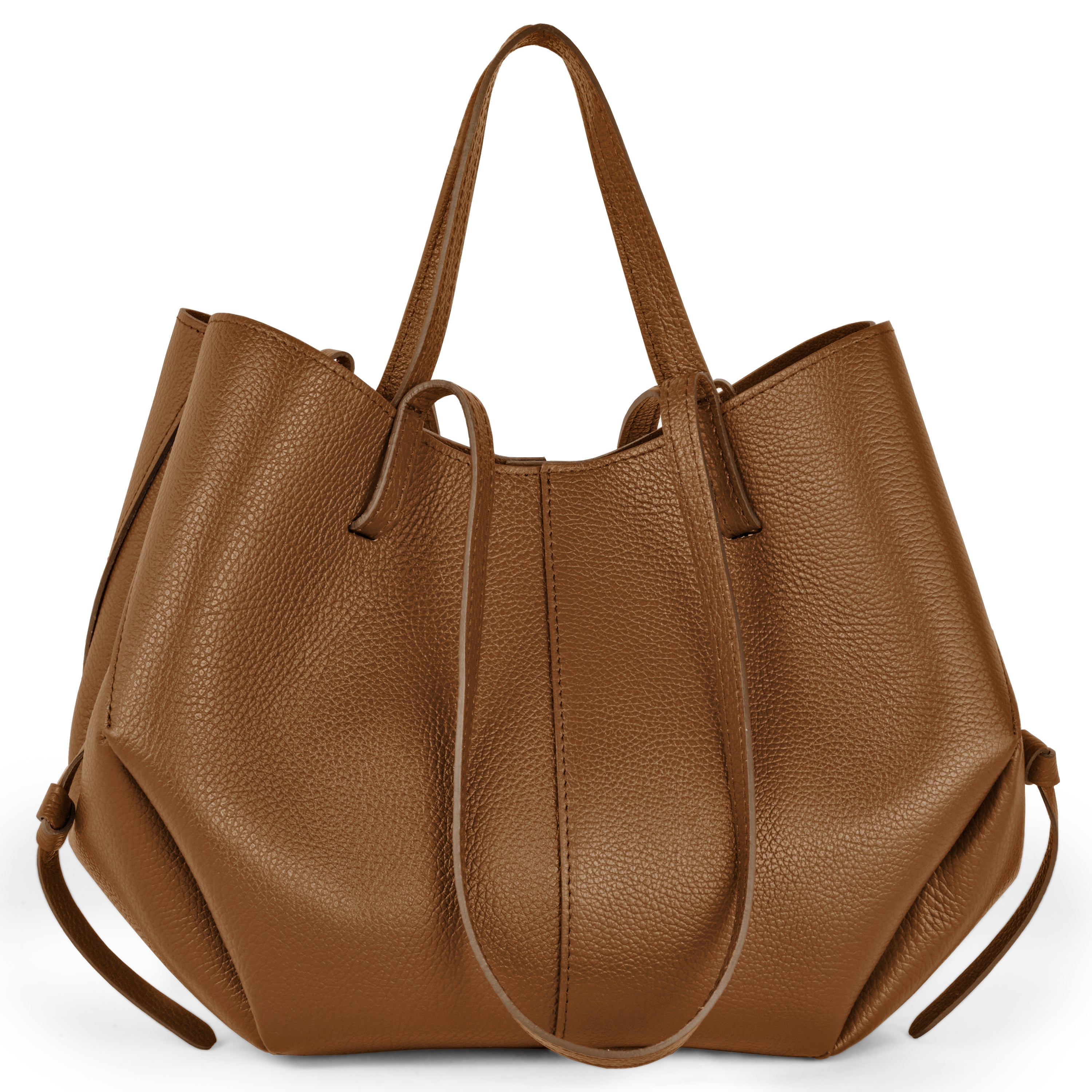Italian Genuine Calf Leather Sculptural Tote Bag - Professional