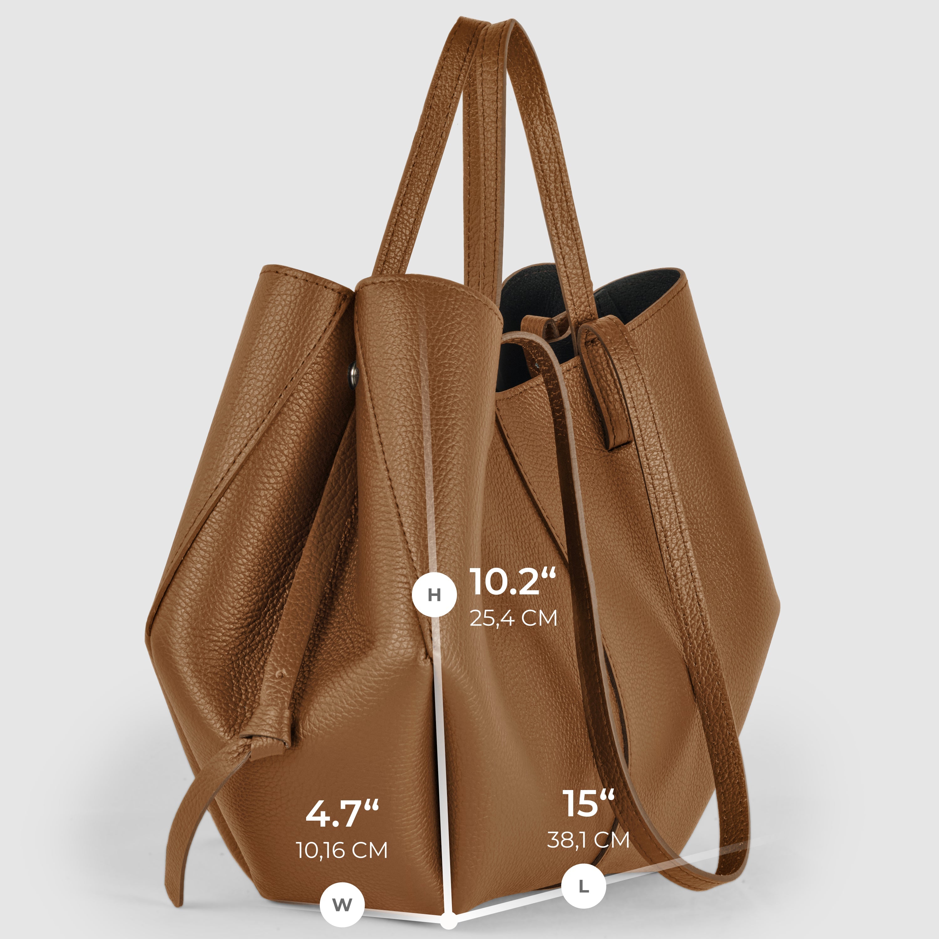 Italian Genuine Calf Leather Sculptural Tote Bag - Professional