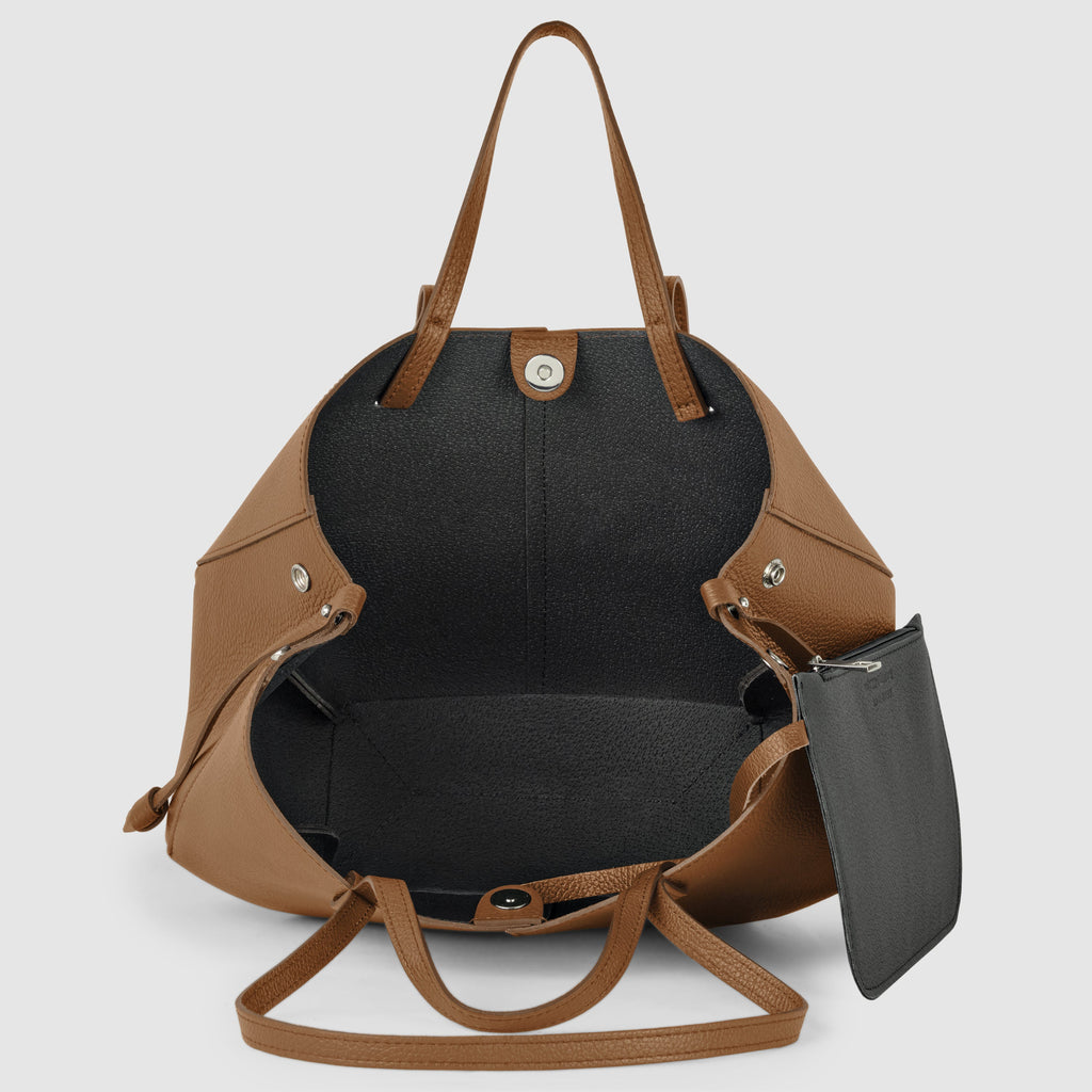 Italian Genuine Calf Leather Sculptural Tote Bag - Professional