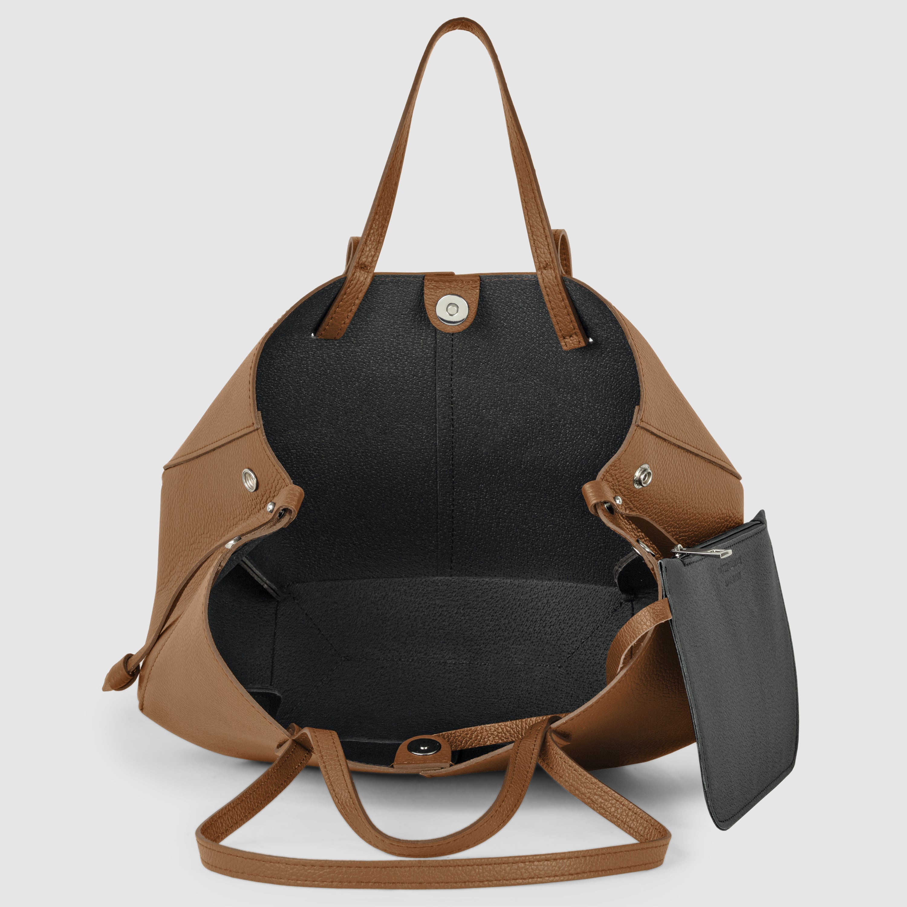 Italian Genuine Calf Leather Sculptural Tote Bag - Professional
