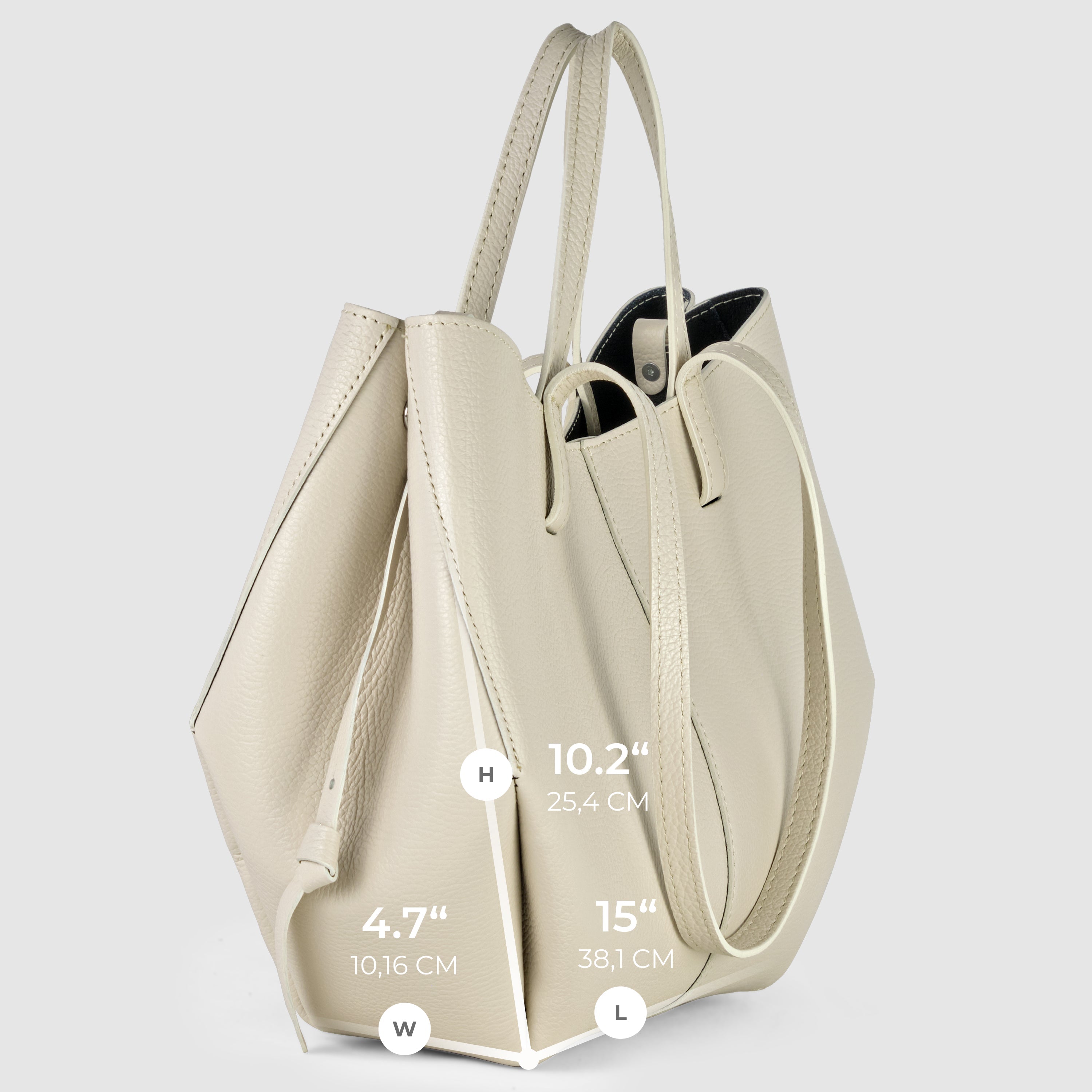 Italian Genuine Calf Leather Sculptural Tote Bag - Professional