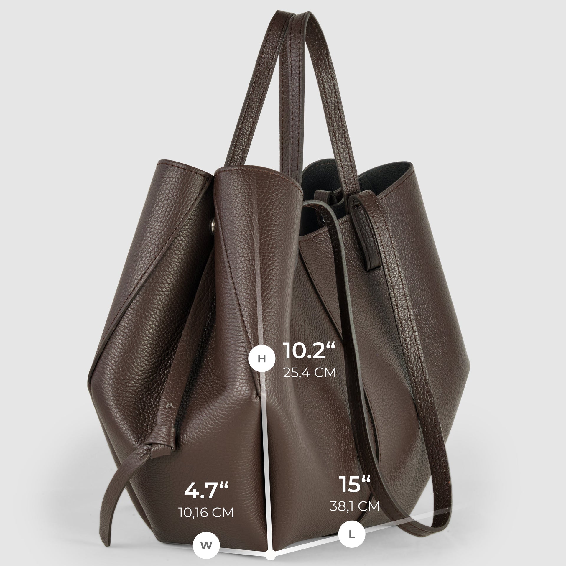 Italian Genuine Calf Leather Sculptural Tote Bag - Professional