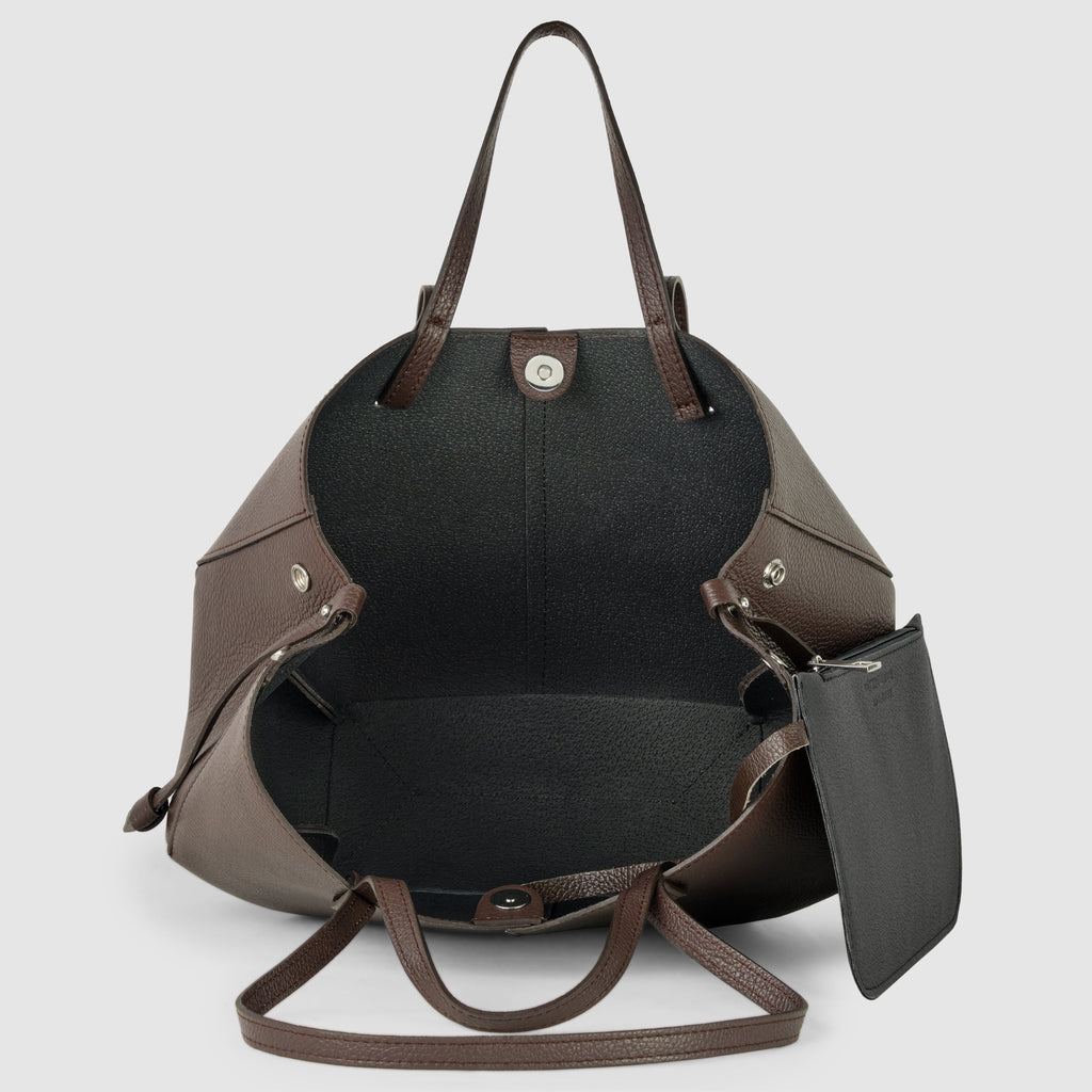 Italian Genuine Calf Leather Sculptural Tote Bag - Professional