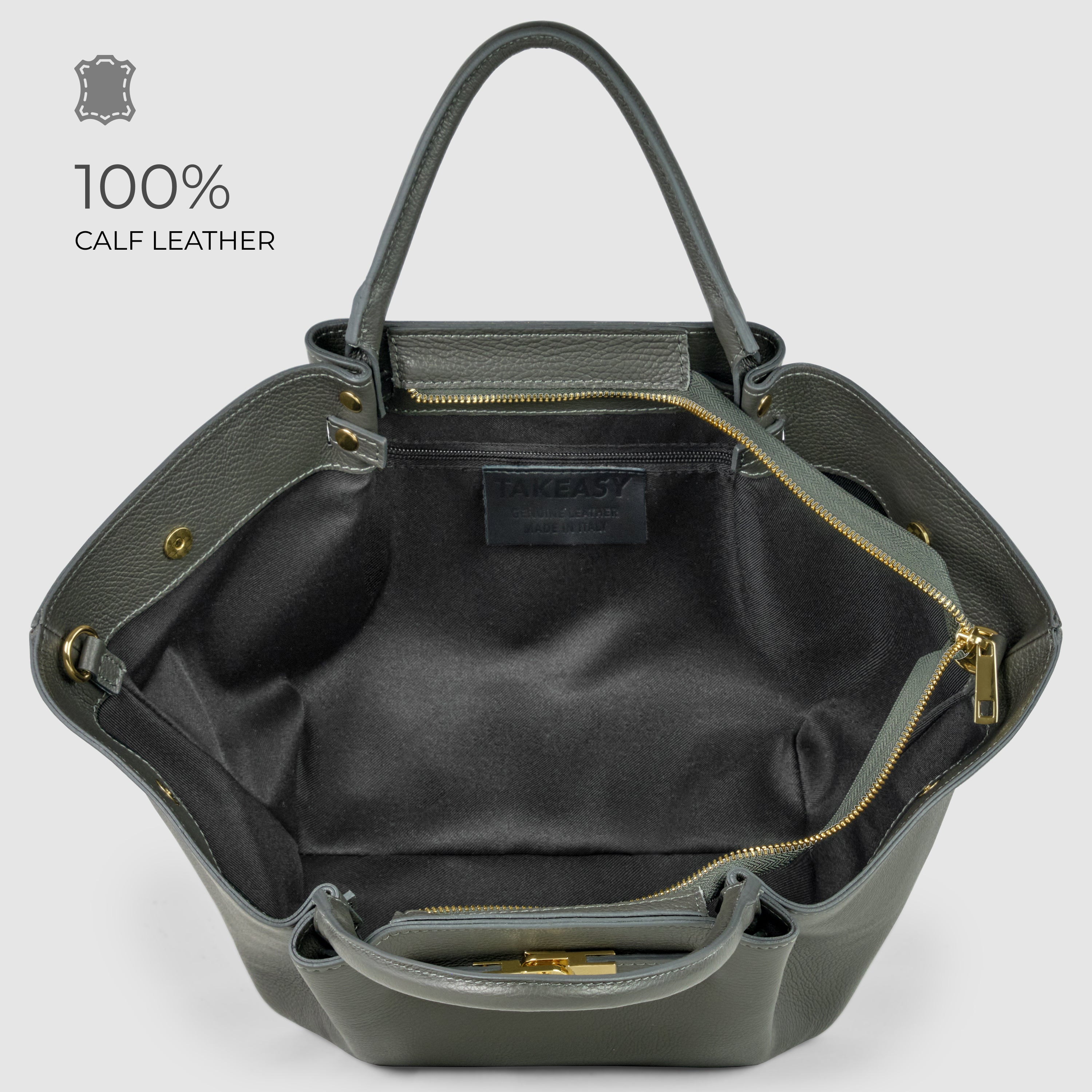 Italian Genuine Calf Leather Tote Bag