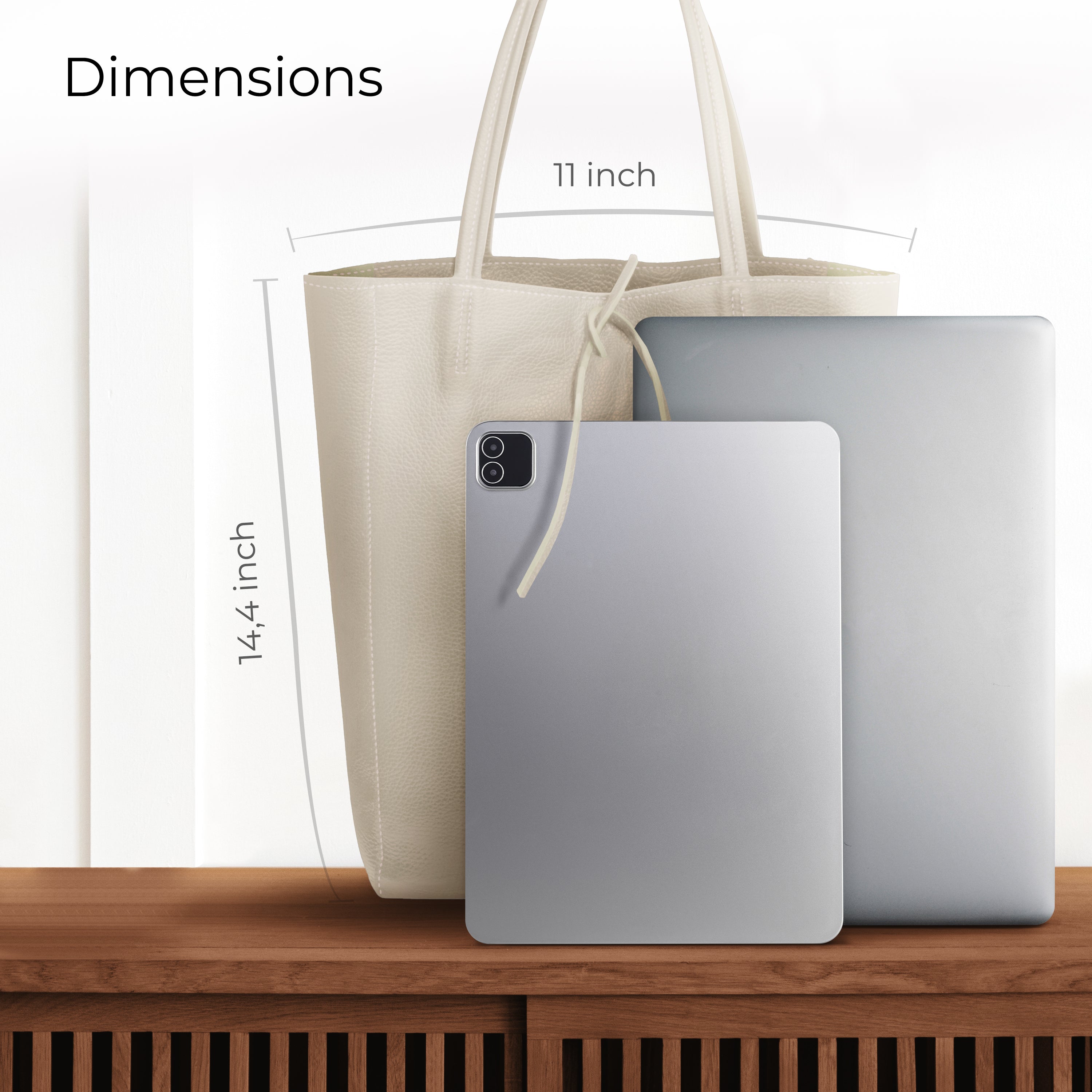 Italian Genuine Calf Leather Tote Bag - Minimalist Everyday Carryall