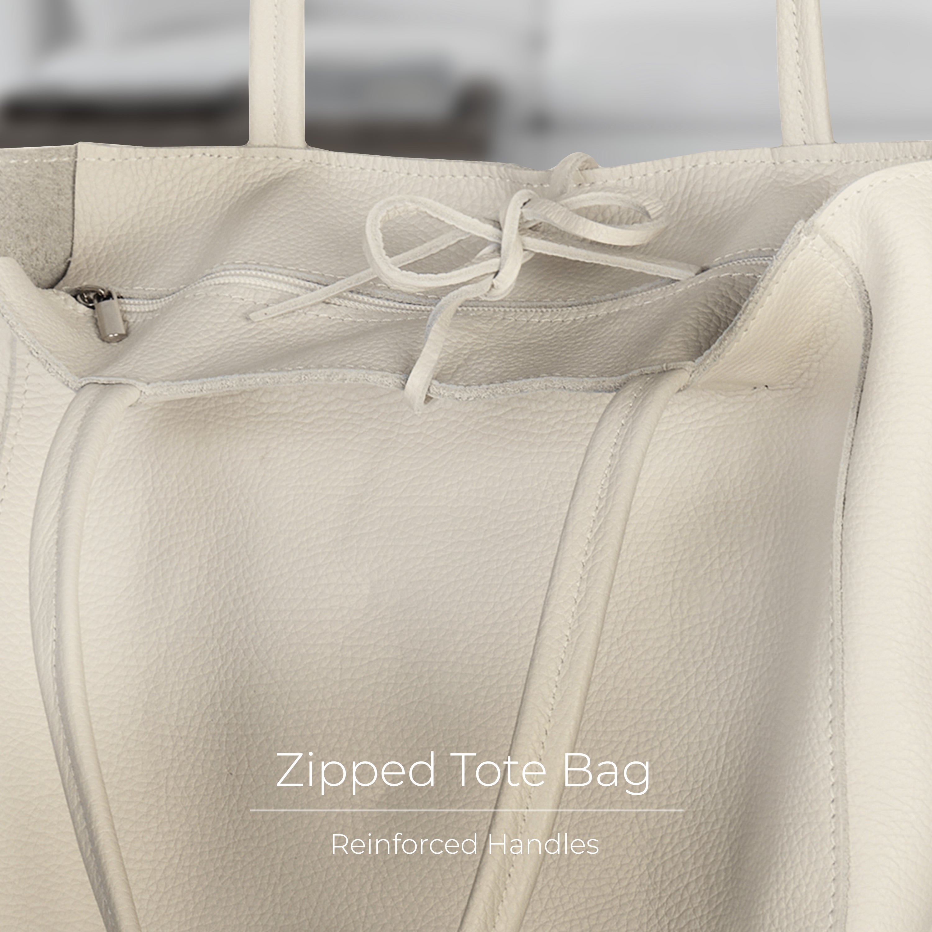 Italian Genuine Calf Leather Tote Bag - Minimalist Everyday Carryall