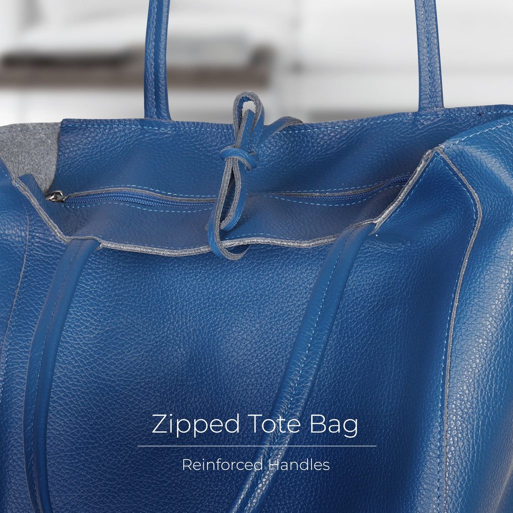 Italian Genuine Calf Leather Tote Bag - Minimalist Everyday Carryall