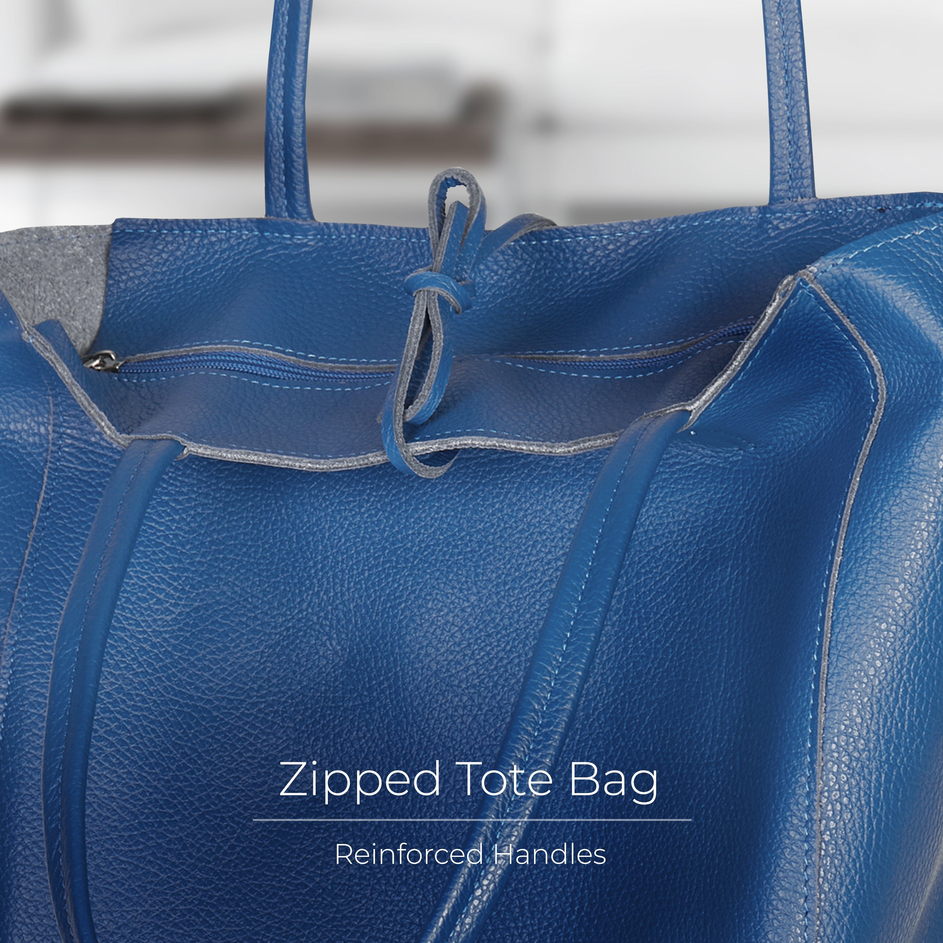 Italian Genuine Calf Leather Tote Bag - Minimalist Everyday Carryall