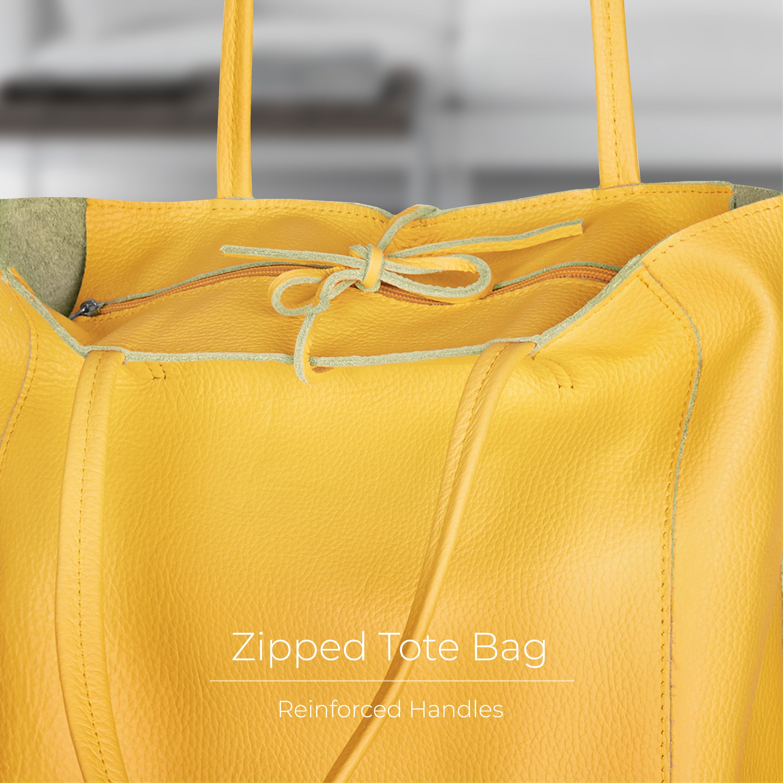 Italian Genuine Calf Leather Tote Bag - Minimalist Everyday Carryall