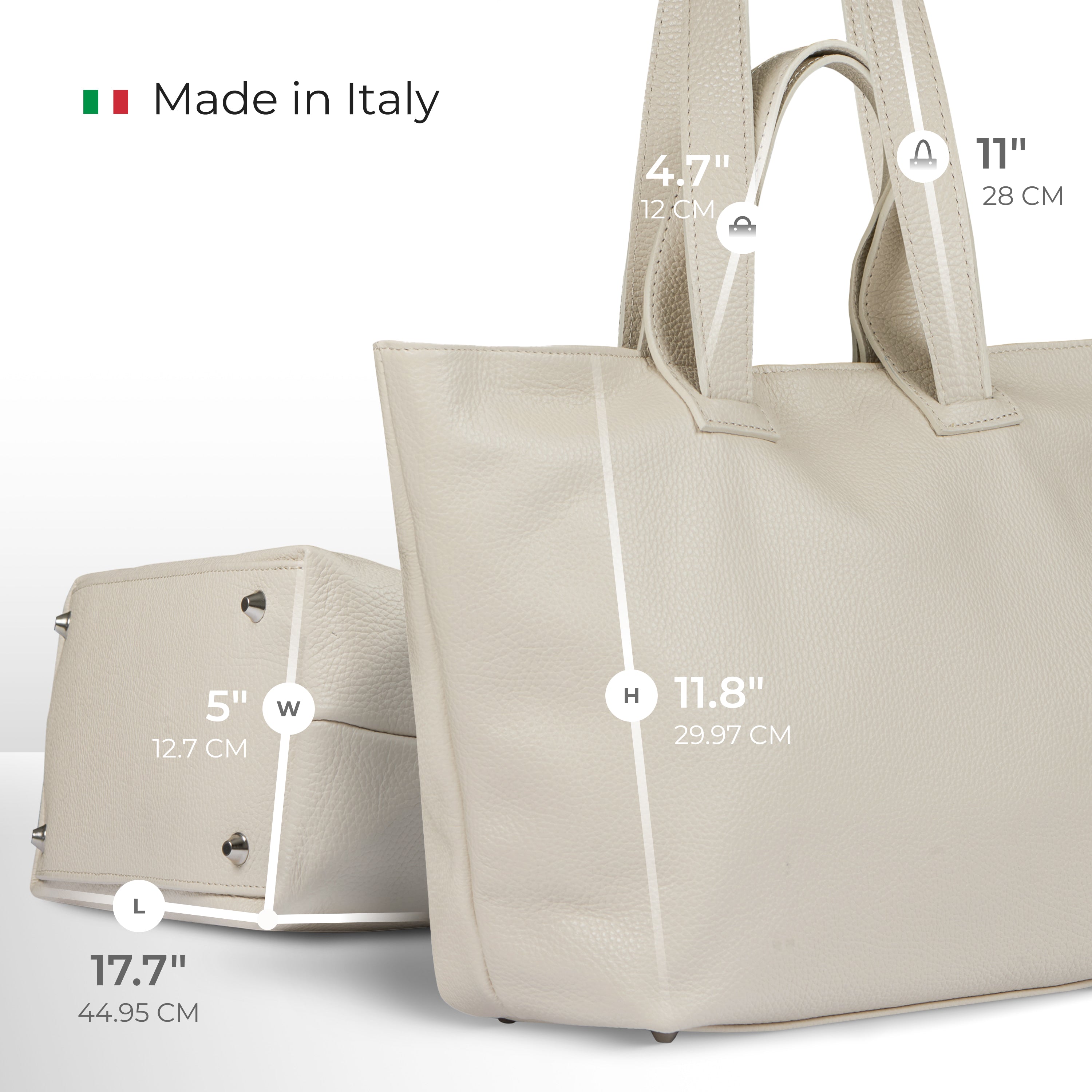 Italian Genuine Calf Leather Tote Bag in Professional Style