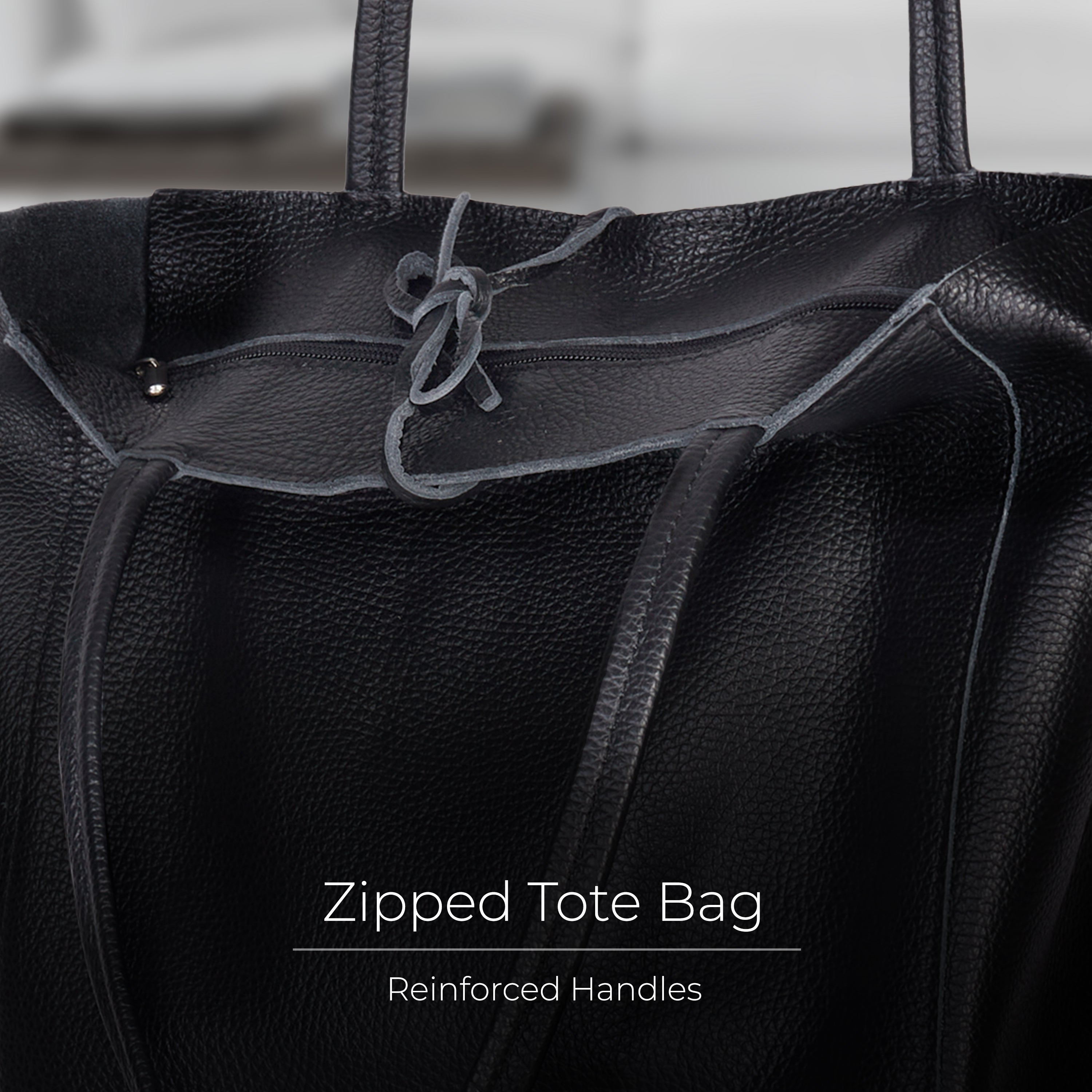 Italian Genuine Calf Leather Tote Bag - Minimalist Everyday Carryall