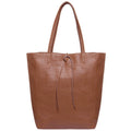 Minimalist Italian genuine calf leather tote bag with front tie detail