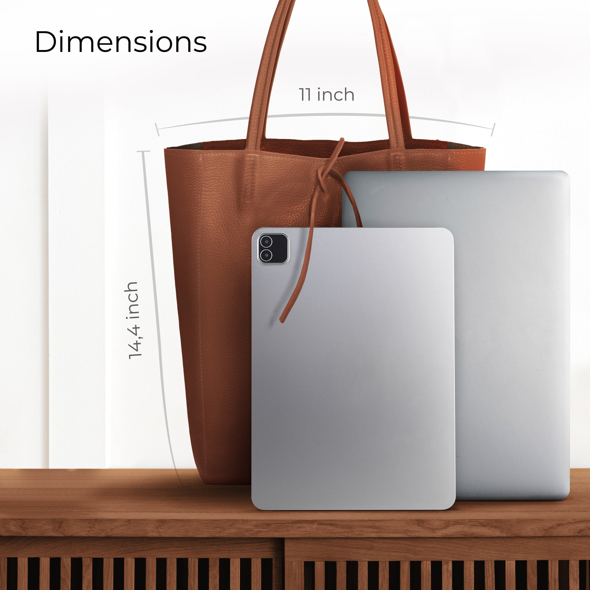 Italian Genuine Calf Leather Tote Bag - Minimalist Everyday Carryall