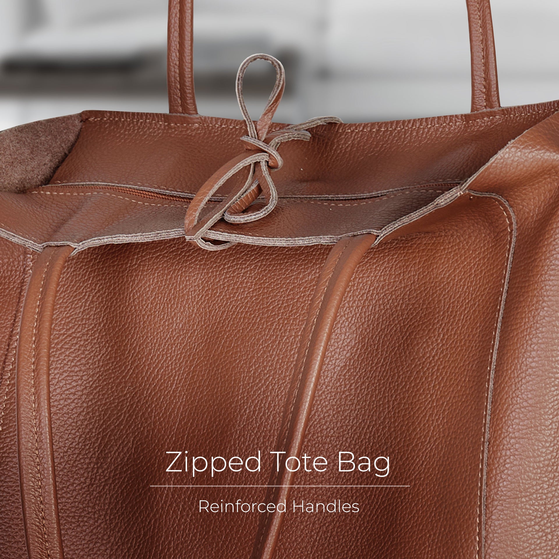 Italian Genuine Calf Leather Tote Bag - Minimalist Everyday Carryall