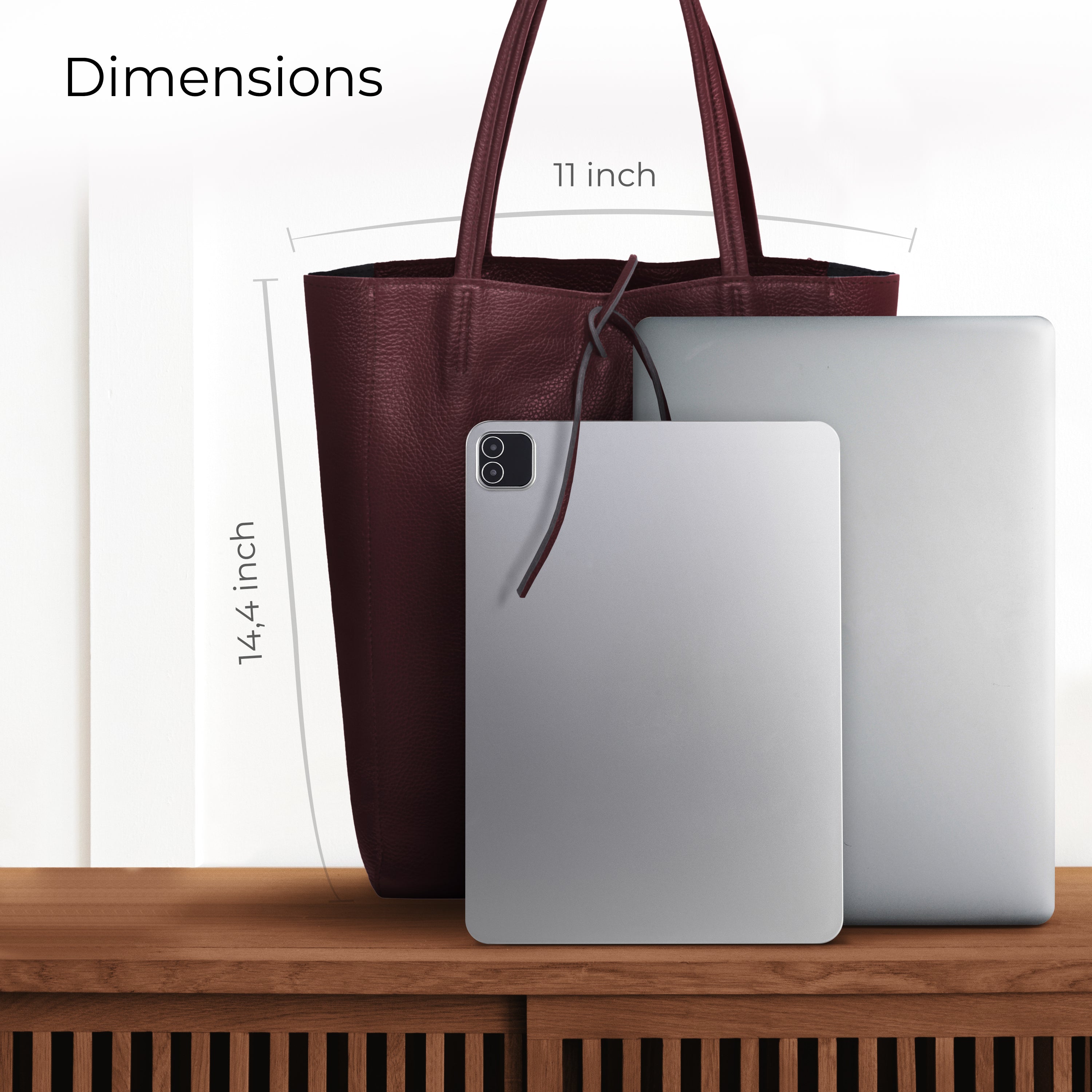 Italian Genuine Calf Leather Tote Bag - Minimalist Everyday Carryall