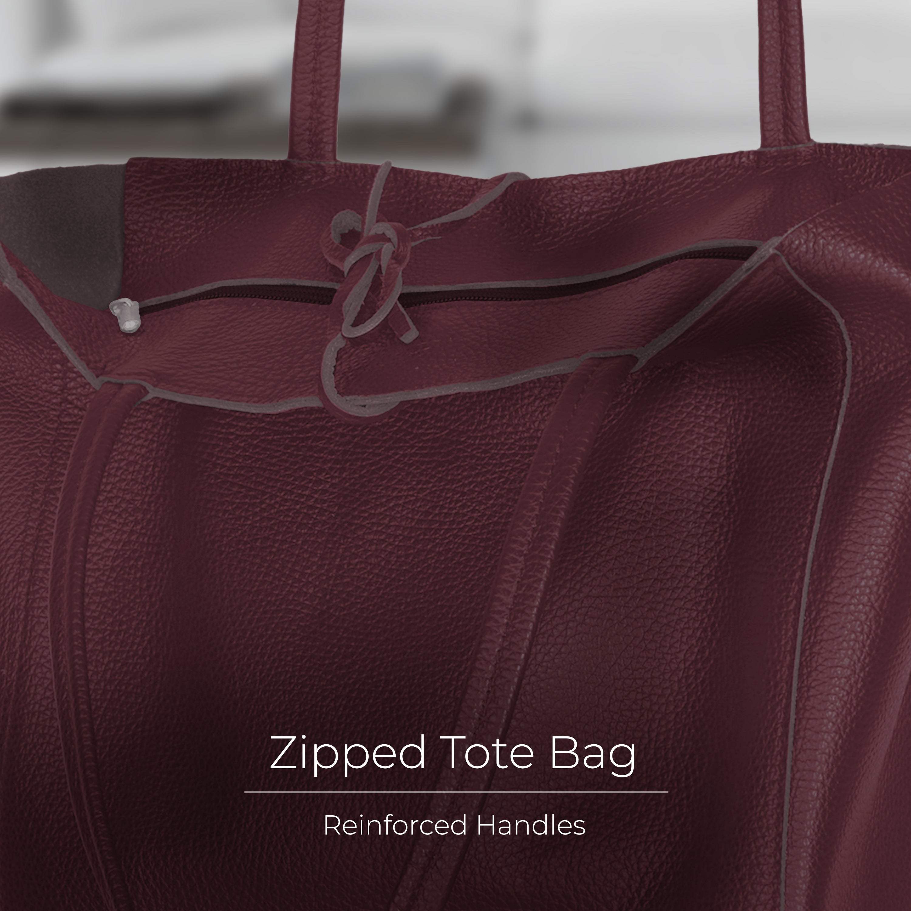 Italian Genuine Calf Leather Tote Bag - Minimalist Everyday Carryall