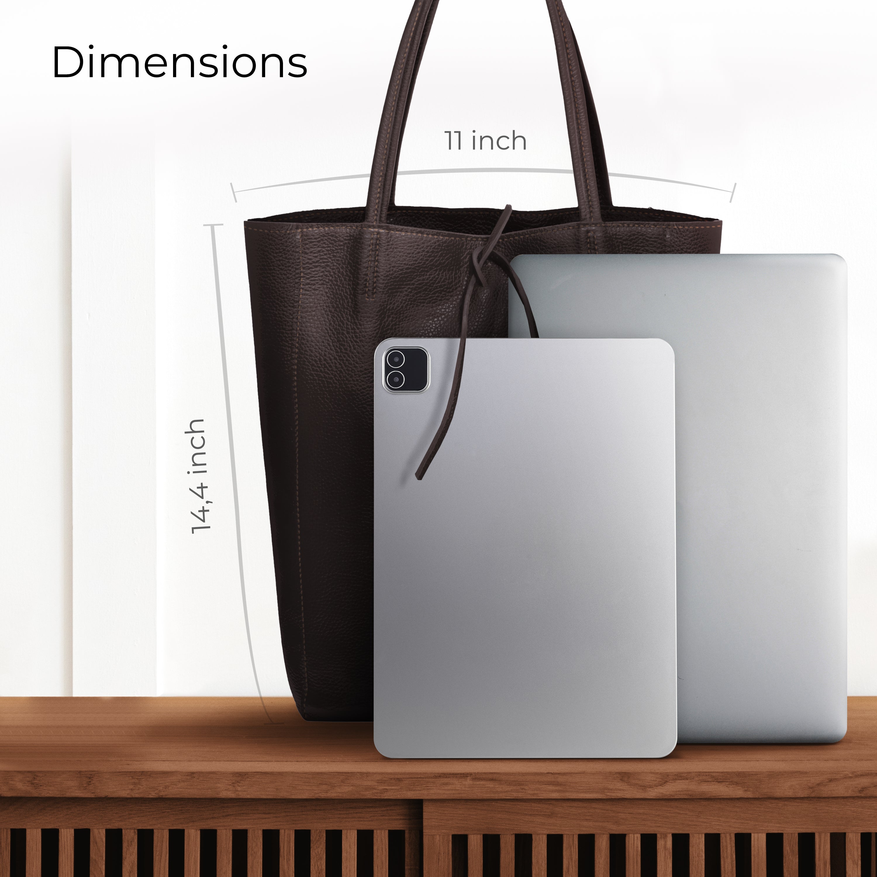 Italian Genuine Calf Leather Tote Bag - Minimalist Everyday Carryall