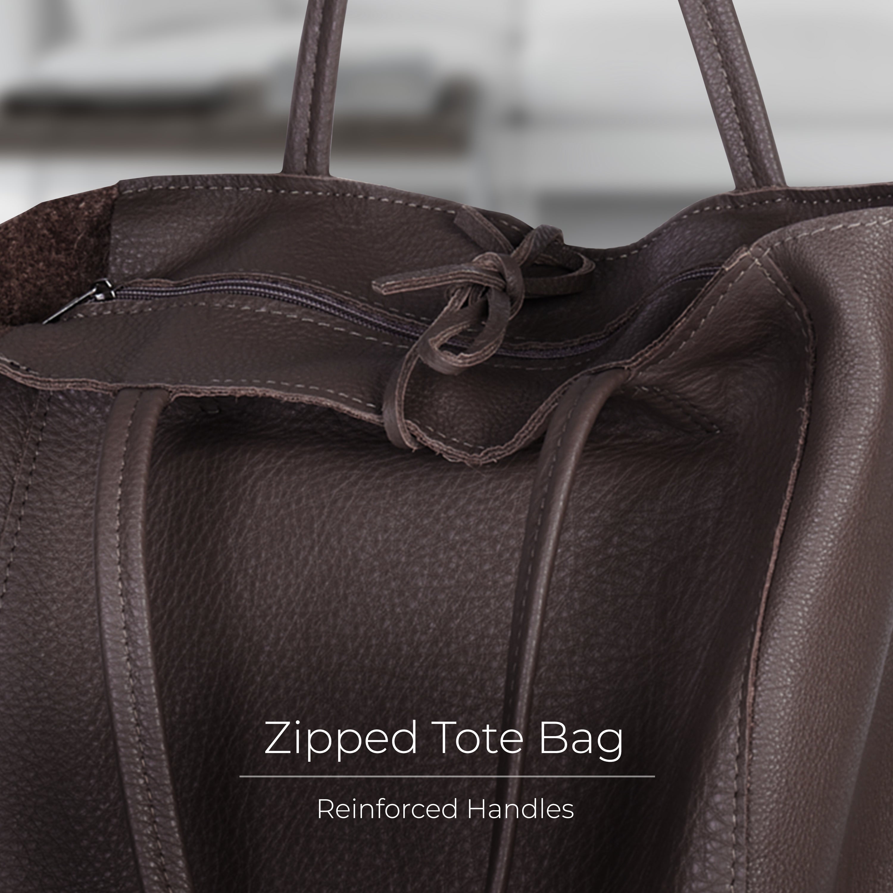 Italian Genuine Calf Leather Tote Bag - Minimalist Everyday Carryall
