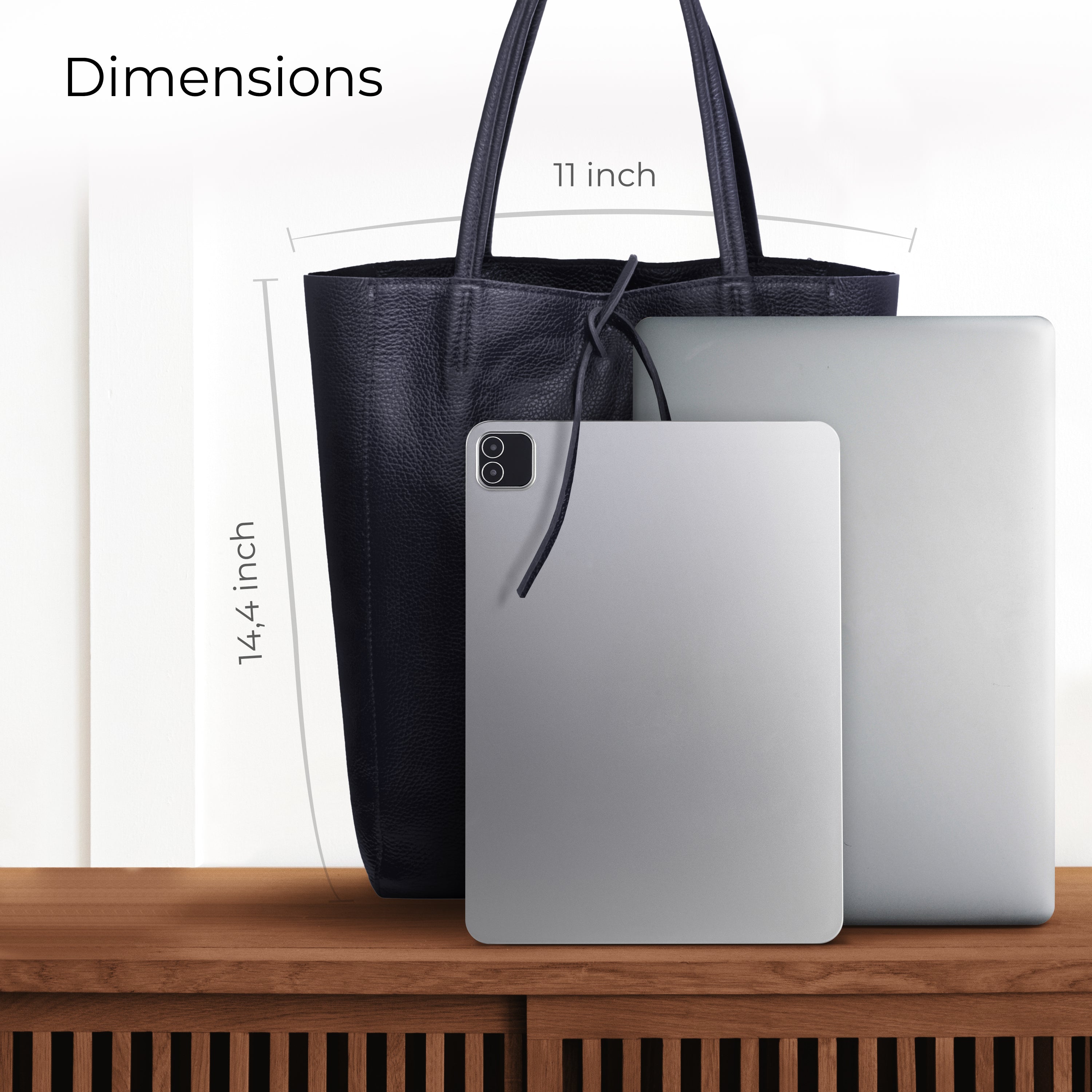 Italian Genuine Calf Leather Tote Bag - Minimalist Everyday Carryall