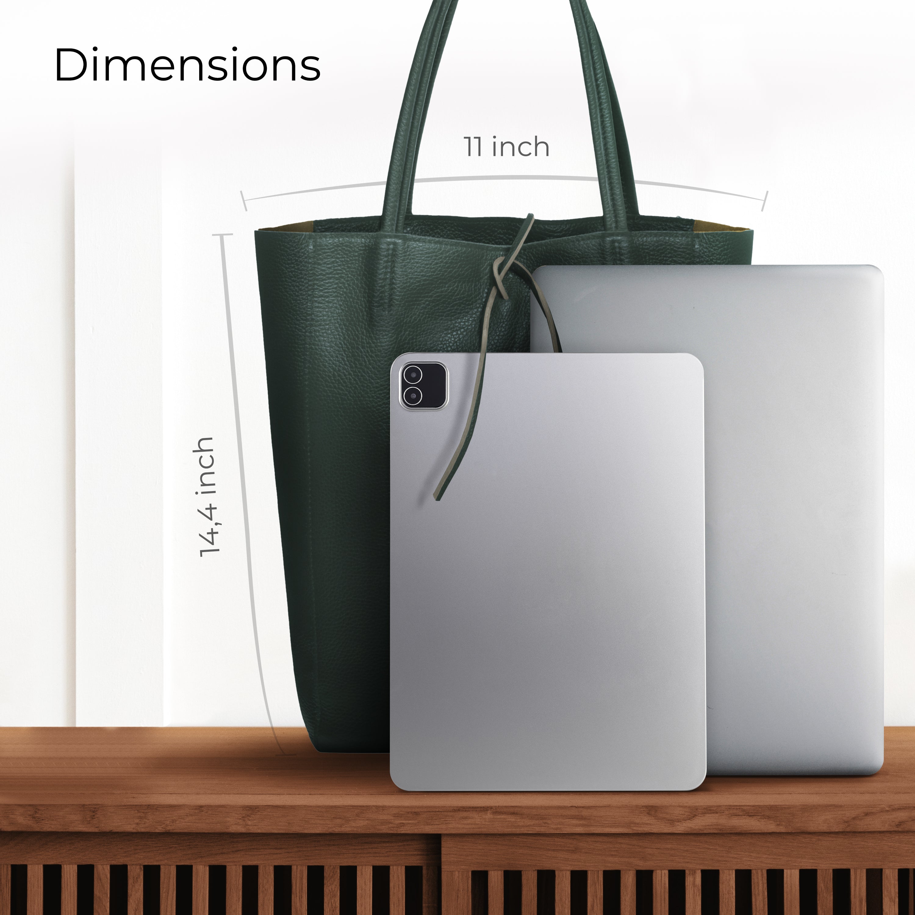 Italian Genuine Calf Leather Tote Bag - Minimalist Everyday Carryall