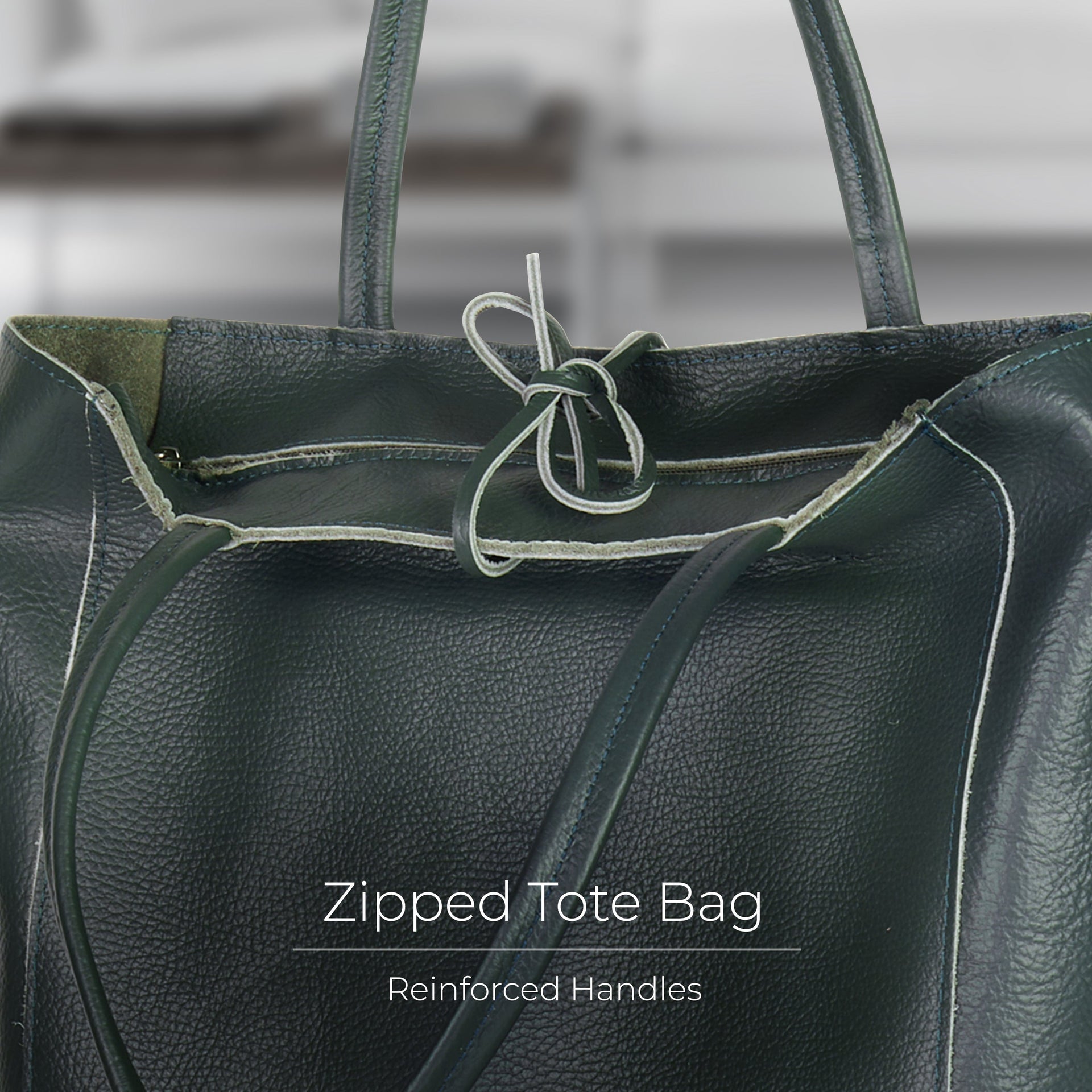 Italian Genuine Calf Leather Tote Bag - Minimalist Everyday Carryall