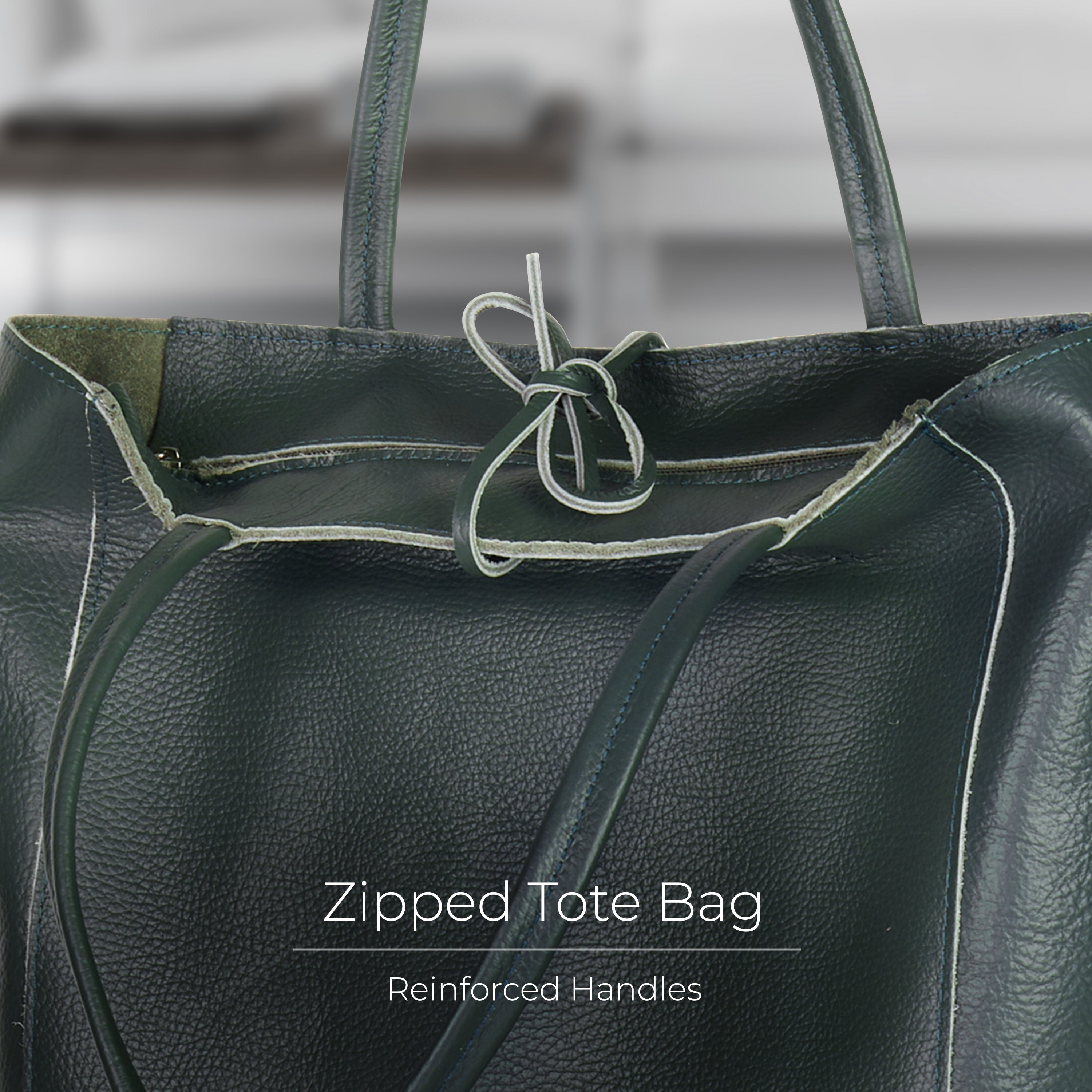 Italian Genuine Calf Leather Tote Bag - Minimalist Everyday Carryall
