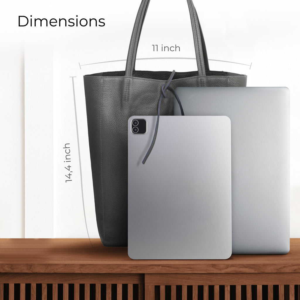 Italian Genuine Calf Leather Tote Bag - Minimalist Everyday Carryall