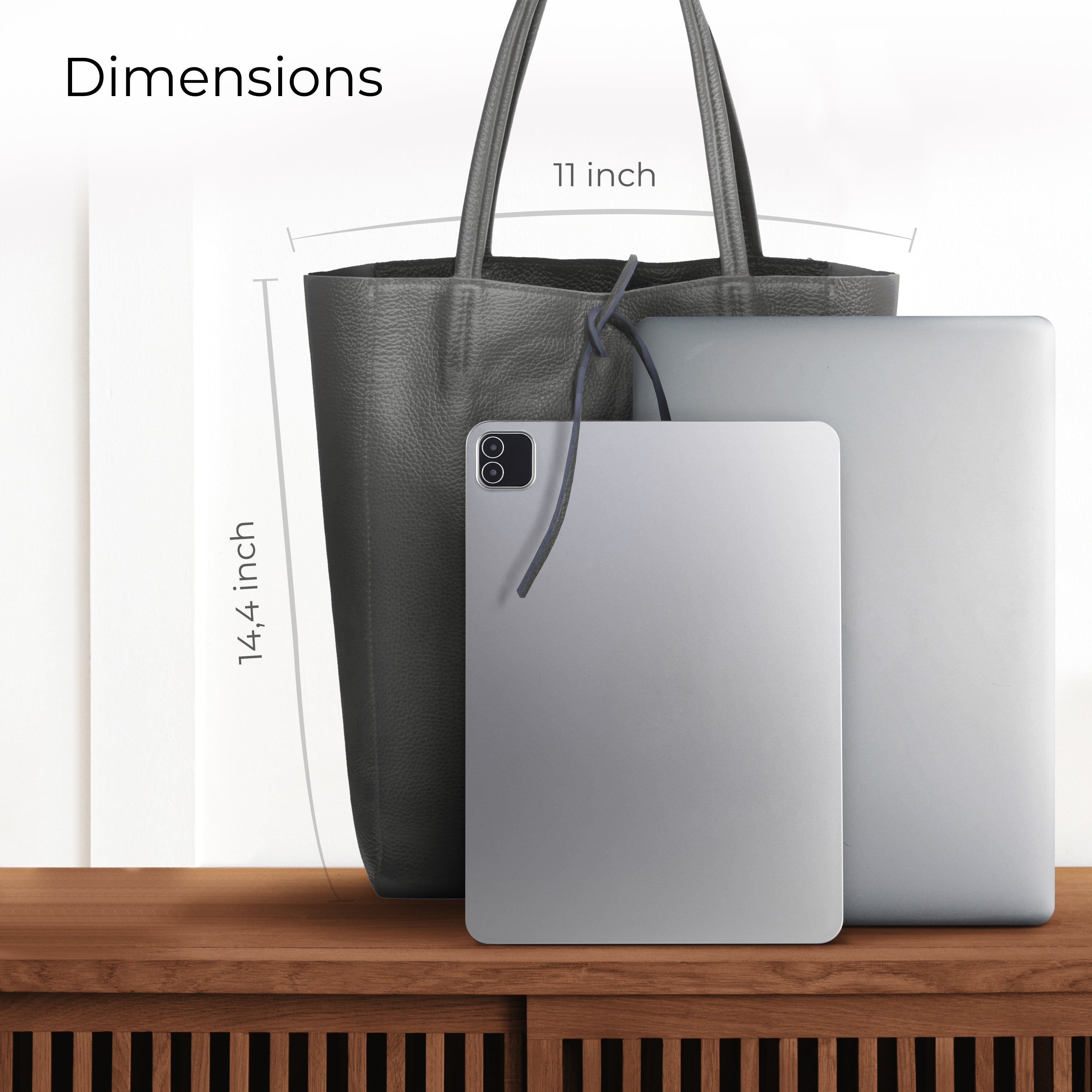 Italian Genuine Calf Leather Tote Bag - Minimalist Everyday Carryall