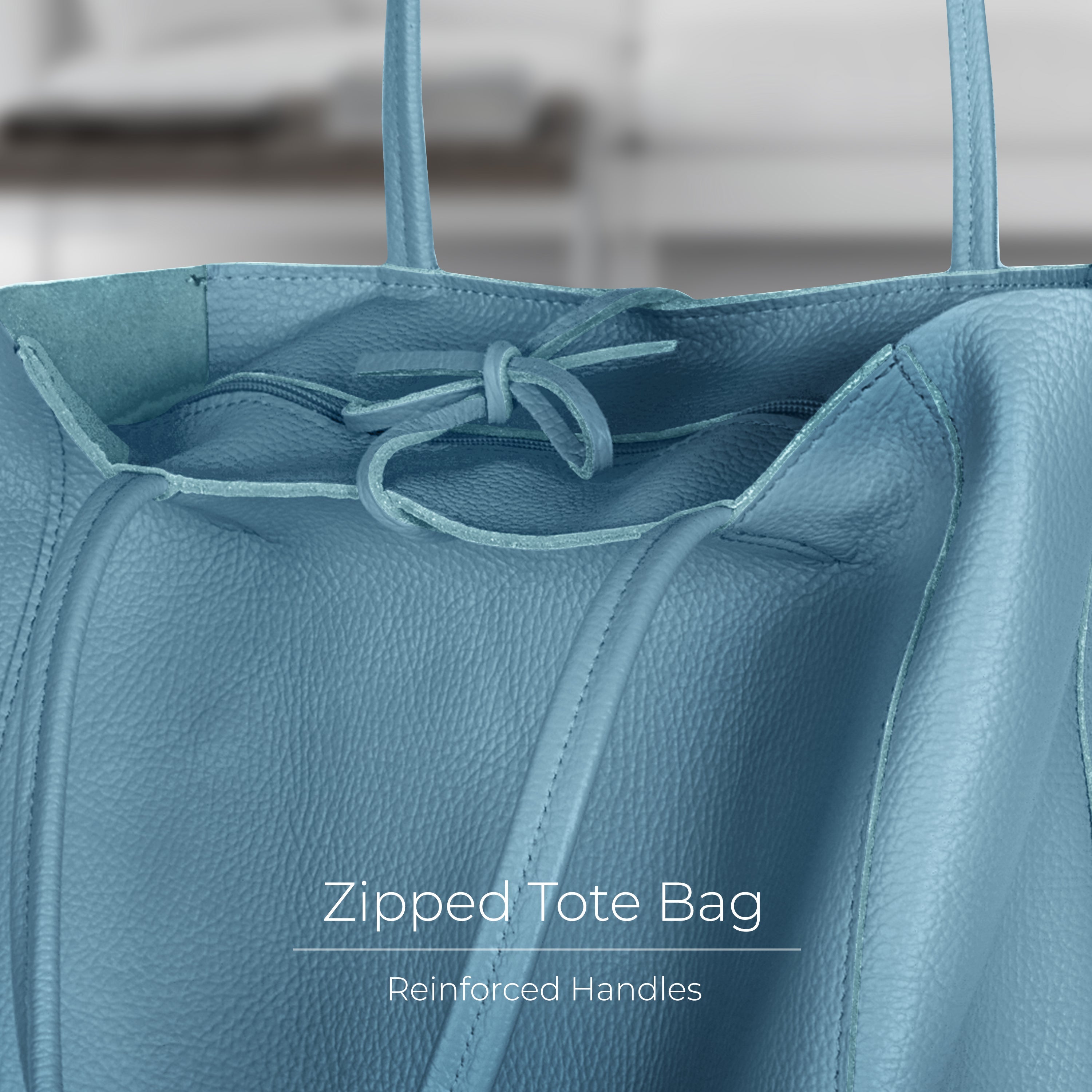 Italian Genuine Calf Leather Tote Bag - Minimalist Everyday Carryall