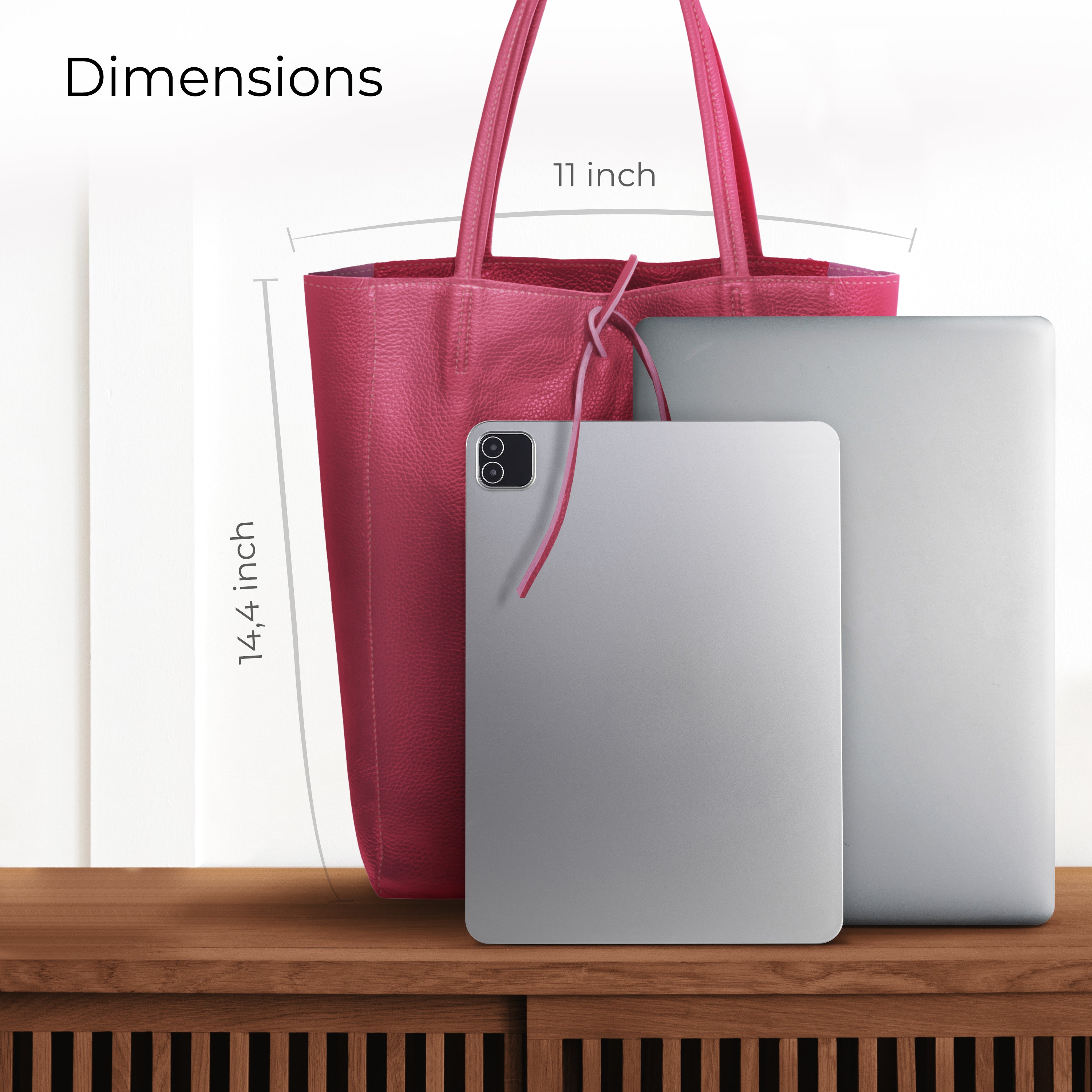 Italian Genuine Calf Leather Tote Bag - Minimalist Everyday Carryall