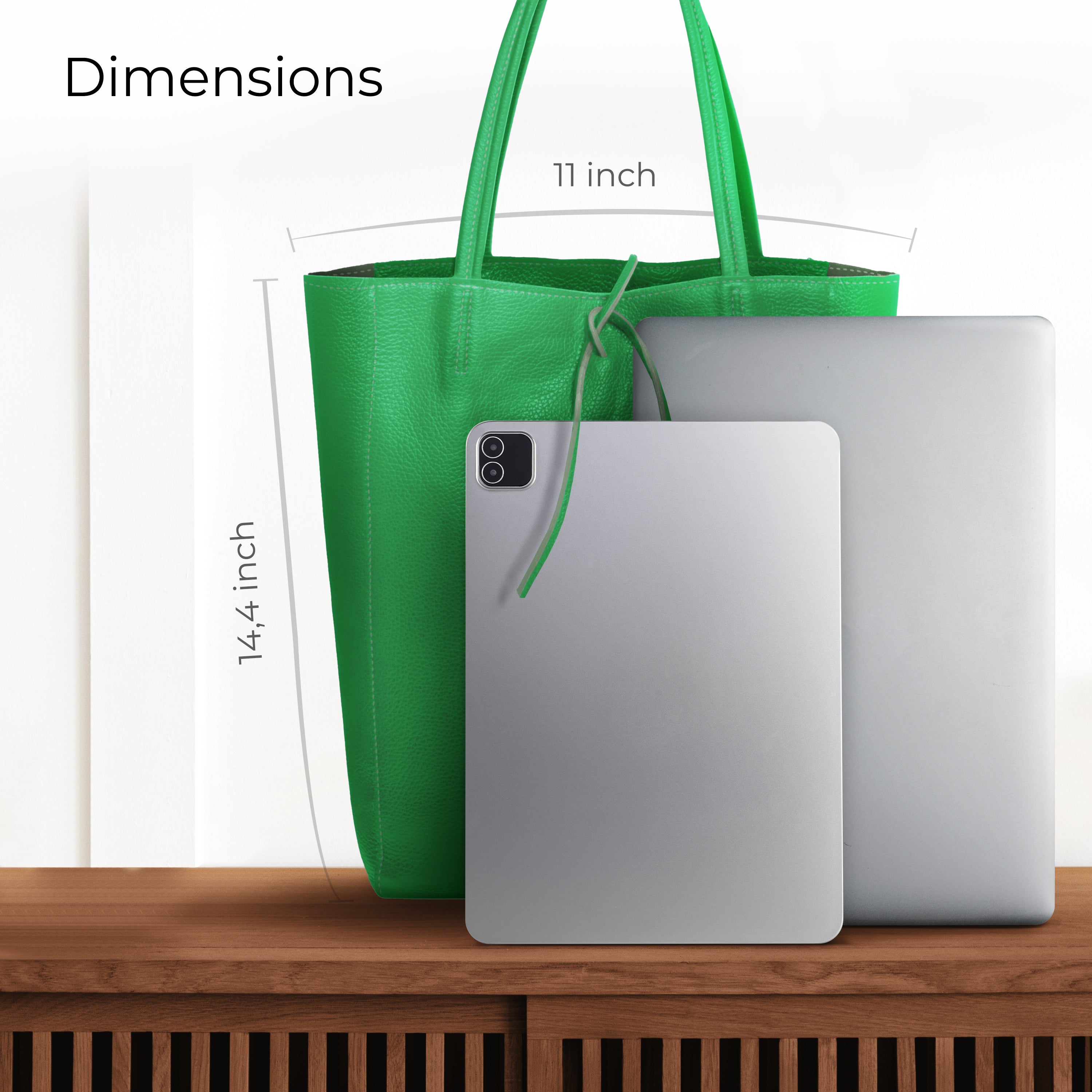 Italian Genuine Calf Leather Tote Bag - Minimalist Everyday Carryall