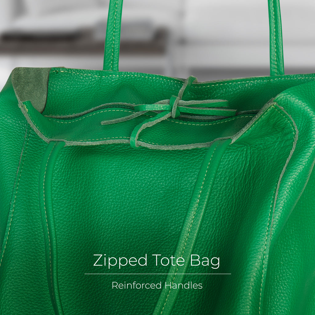Italian Genuine Calf Leather Tote Bag - Minimalist Everyday Carryall