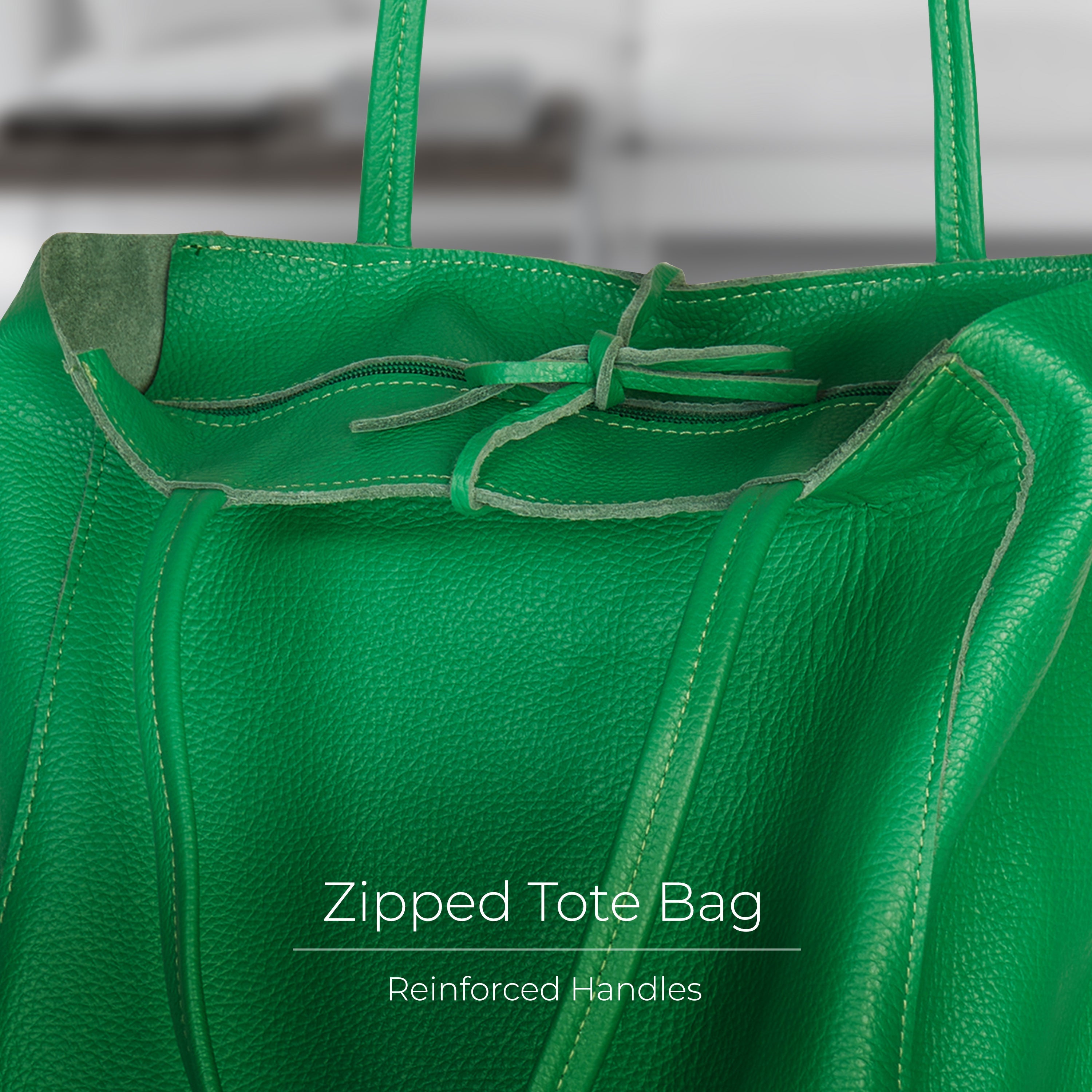 Italian Genuine Calf Leather Tote Bag - Minimalist Everyday Carryall