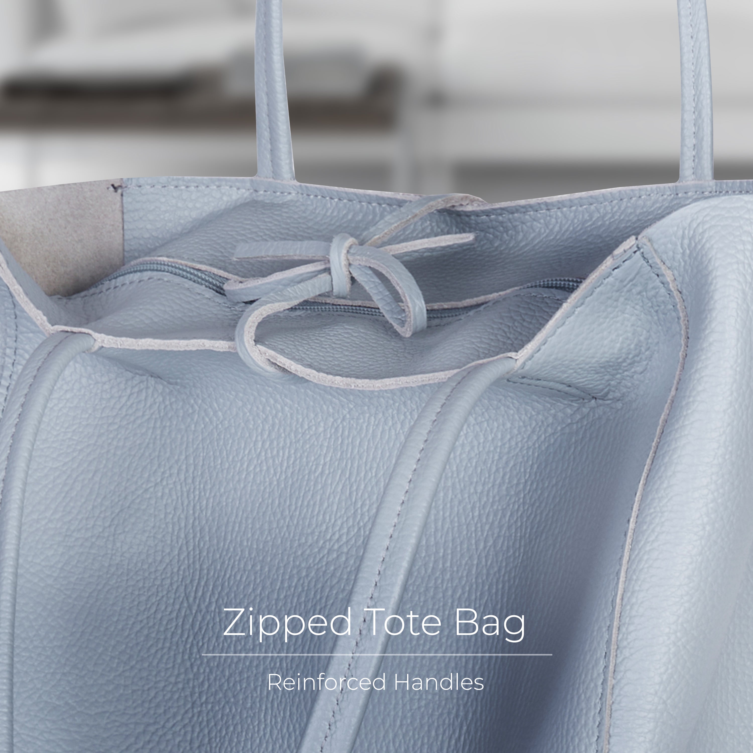 Italian Genuine Calf Leather Tote Bag - Minimalist Everyday Carryall